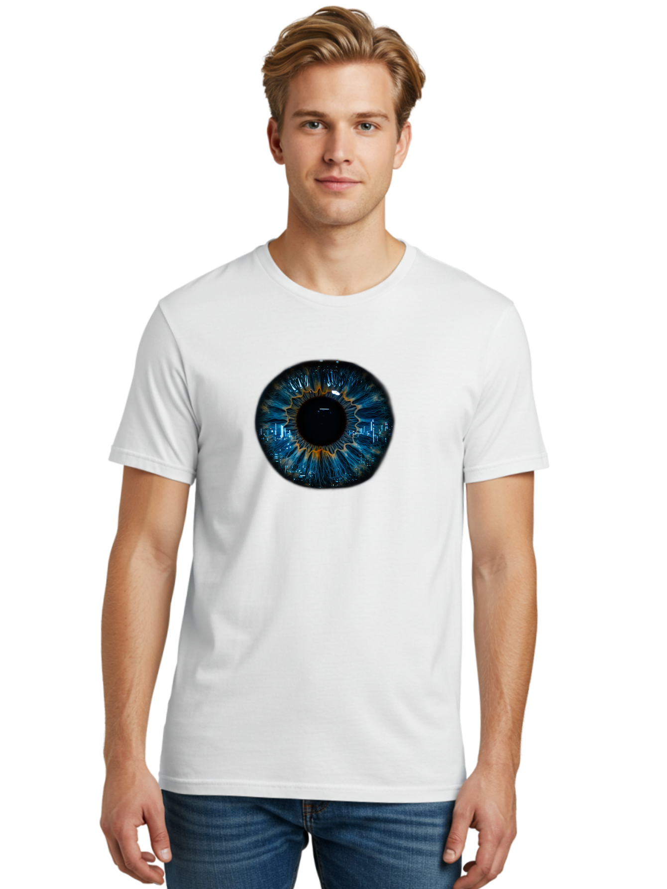Cityscape-Eye-2 Men'S Graphic Tee, 100% Cotton, Comfortable Casual Summer Wear, Machine Washable, Vintage Camera, Old Camera, Antique Camera, Black Camera, Classic Photography, Photography Equipment, Nostalgic Device, Film Camera, Camera Art Bao240