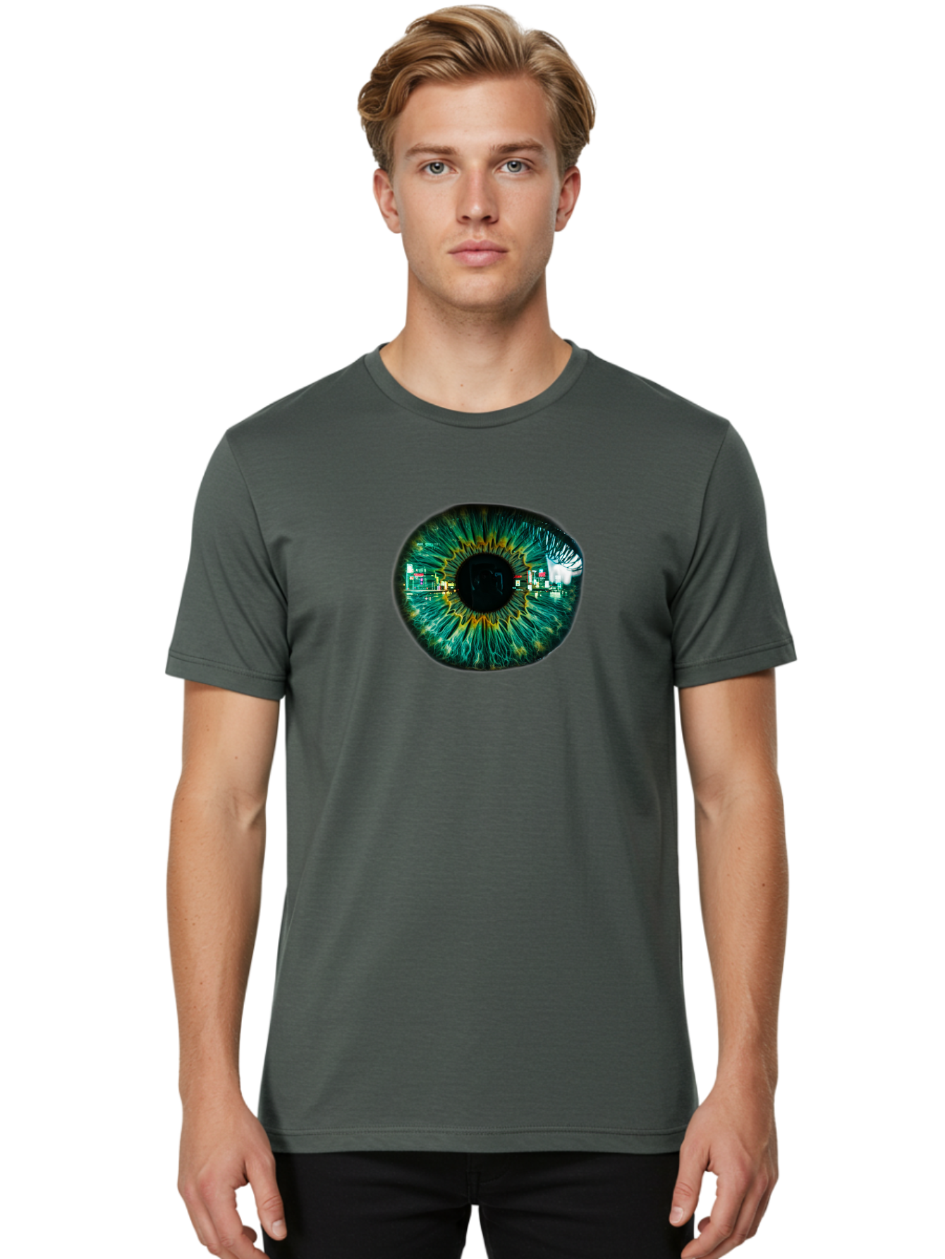 Cityscape-Eye Men'S Graphic Tee, 100% Cotton, Comfortable Casual Summer Wear, Machine Washable, Vintage Camera, Old Camera, Antique Camera, Black Camera, Classic Photography, Photography Equipment, Nostalgic Device, Film Camera, Camera Art Bao241