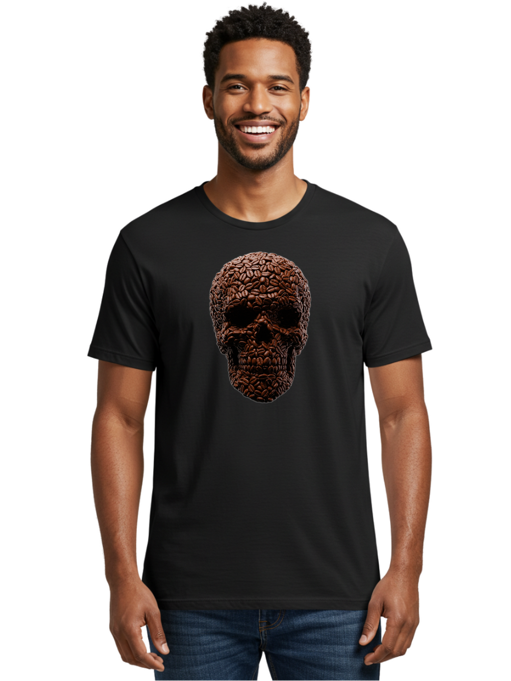 Coffee-Beans-Skull Men'S Graphic Tee, 100% Cotton, Comfortable Casual Summer Wear, Machine Washable, Vintage Camera, Old Camera, Antique Camera, Black Camera, Classic Photography, Photography Equipment, Nostalgic Device, Film Camera, Bao247