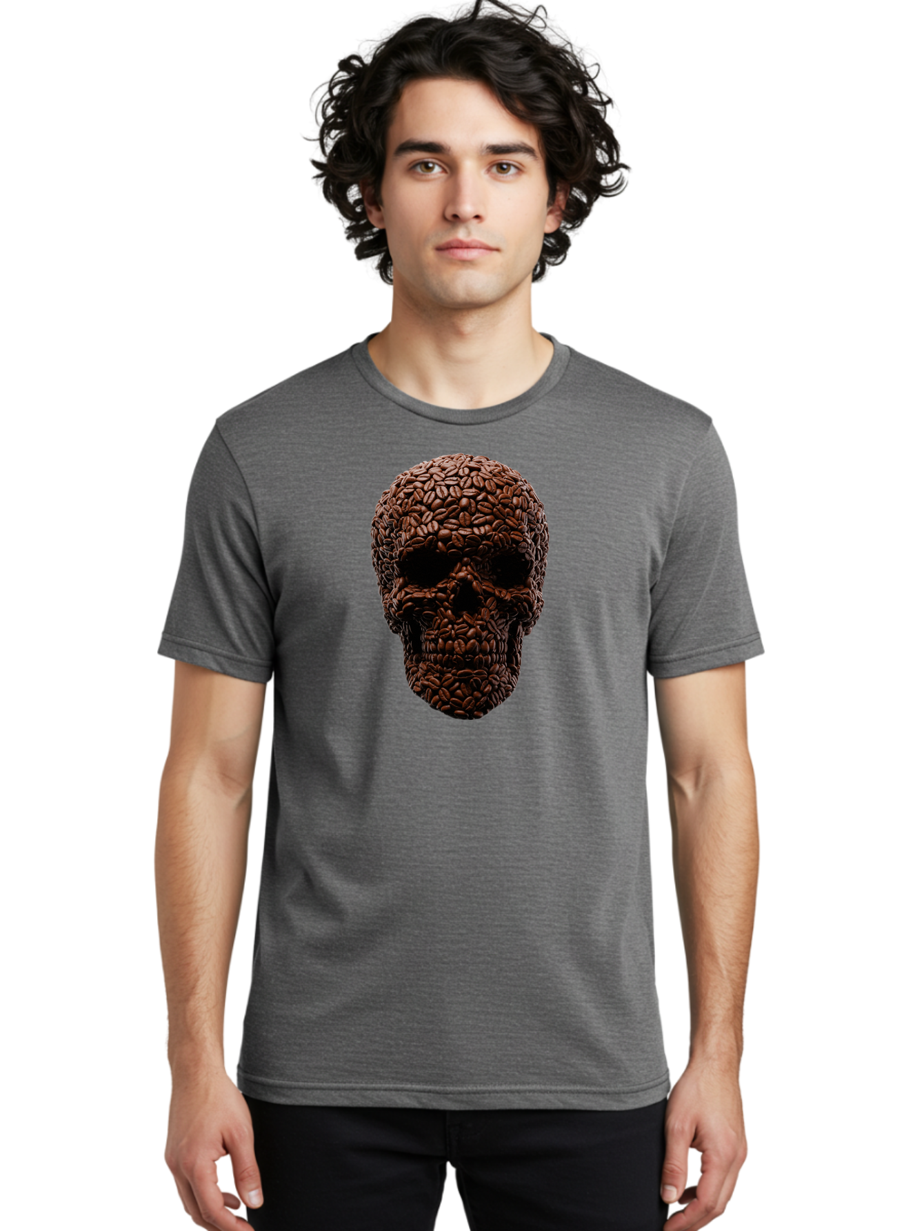Coffee-Beans-Skull Men'S Graphic Tee, 100% Cotton, Comfortable Casual Summer Wear, Machine Washable, Vintage Camera, Old Camera, Antique Camera, Black Camera, Classic Photography, Photography Equipment, Nostalgic Device, Film Camera, Bao247