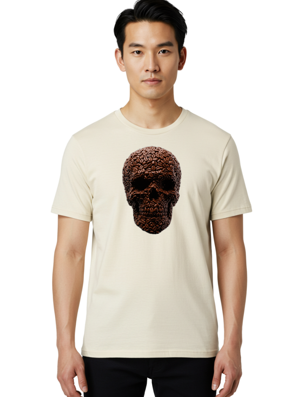 Coffee-Beans-Skull Men'S Graphic Tee, 100% Cotton, Comfortable Casual Summer Wear, Machine Washable, Vintage Camera, Old Camera, Antique Camera, Black Camera, Classic Photography, Photography Equipment, Nostalgic Device, Film Camera, Bao247