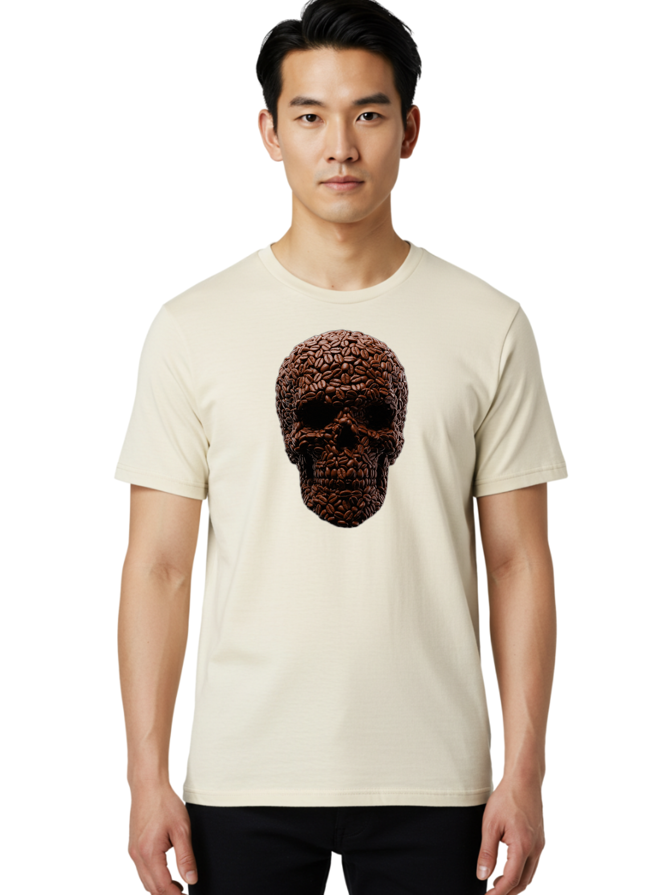 Coffee-Beans-Skull Men'S Graphic Tee, 100% Cotton, Comfortable Casual Summer Wear, Machine Washable, Vintage Camera, Old Camera, Antique Camera, Black Camera, Classic Photography, Photography Equipment, Nostalgic Device, Film Camera, Bao247