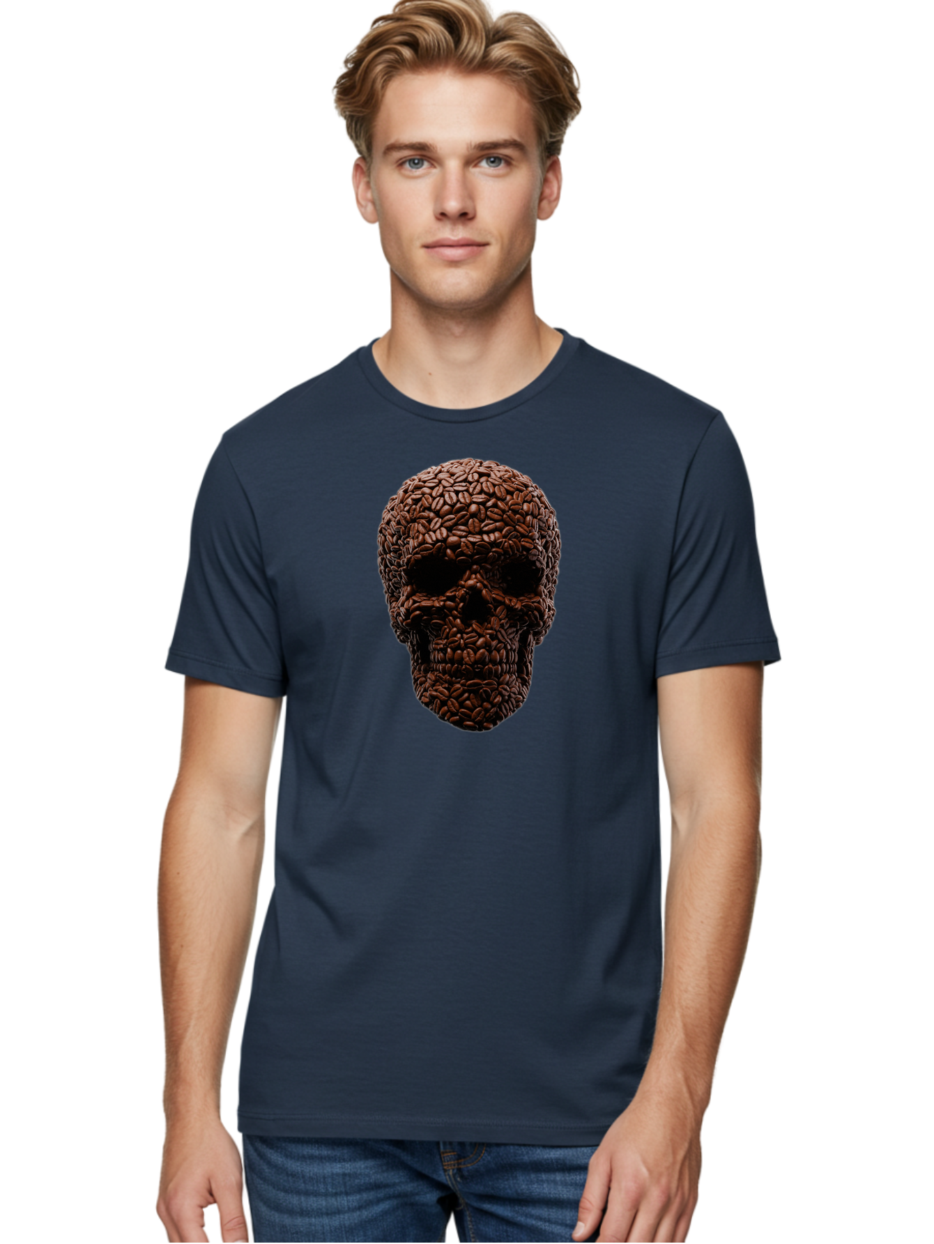 Coffee-Beans-Skull Men'S Graphic Tee, 100% Cotton, Comfortable Casual Summer Wear, Machine Washable, Vintage Camera, Old Camera, Antique Camera, Black Camera, Classic Photography, Photography Equipment, Nostalgic Device, Film Camera, Bao247