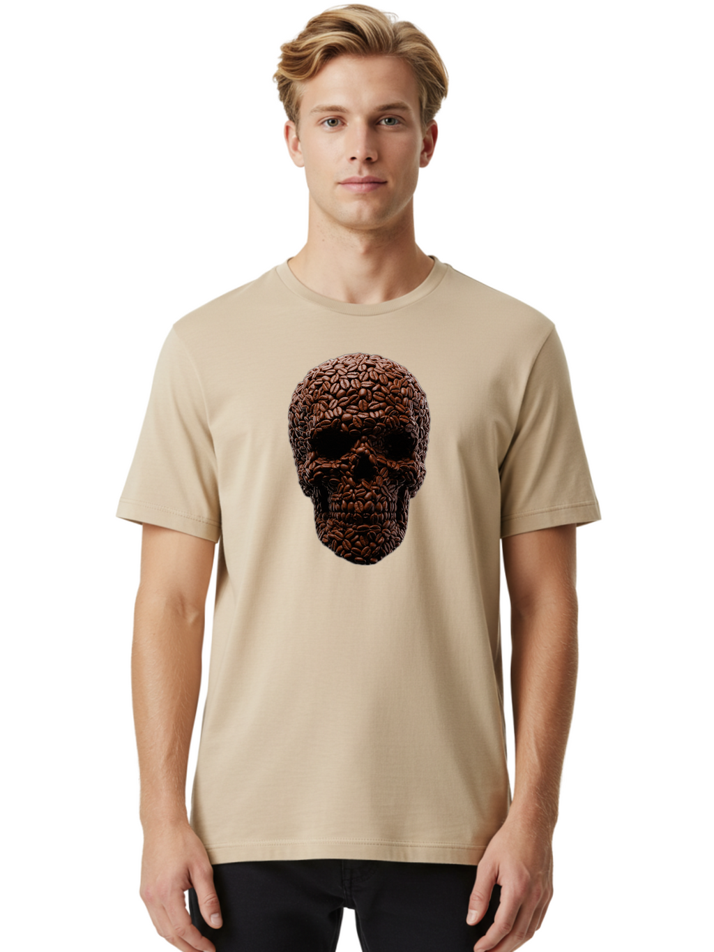 Coffee-Beans-Skull Men'S Graphic Tee, 100% Cotton, Comfortable Casual Summer Wear, Machine Washable, Vintage Camera, Old Camera, Antique Camera, Black Camera, Classic Photography, Photography Equipment, Nostalgic Device, Film Camera, Bao247