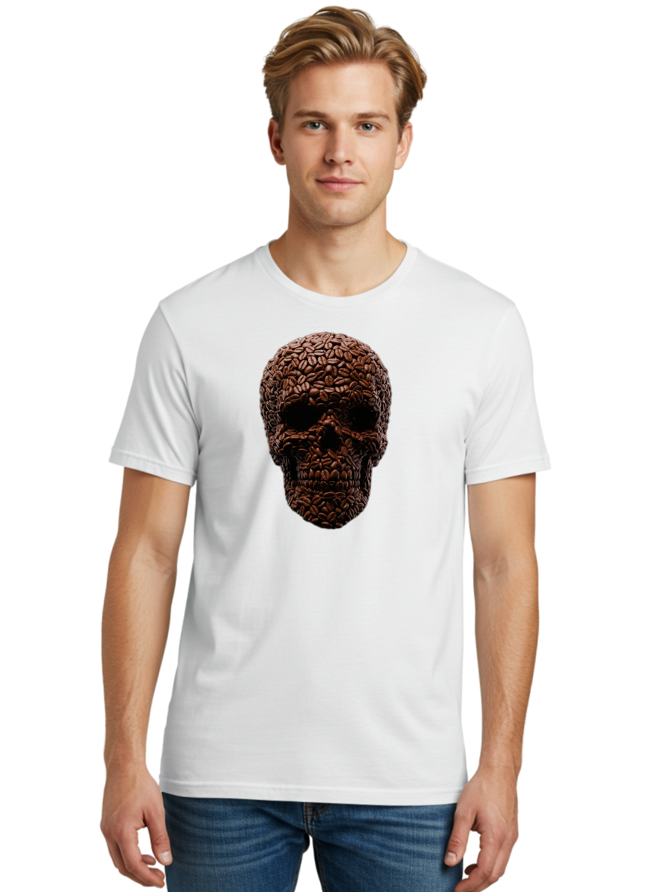 Coffee-Beans-Skull Men'S Graphic Tee, 100% Cotton, Comfortable Casual Summer Wear, Machine Washable, Vintage Camera, Old Camera, Antique Camera, Black Camera, Classic Photography, Photography Equipment, Nostalgic Device, Film Camera, Bao247