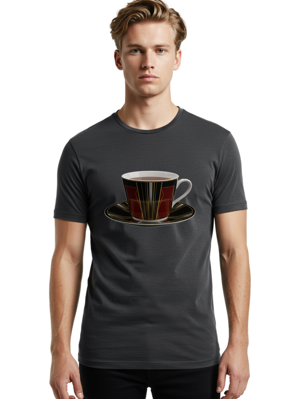 Coffee-Cup-And-Saucer Men'S Graphic Tee, 100% Cotton, Comfortable Casual Summer Wear, Machine Washable, Vintage Camera, Old Camera, Antique Camera, Black Camera, Classic Photography, Photography Equipment, Nostalgic Device, Film Camera, Bao249