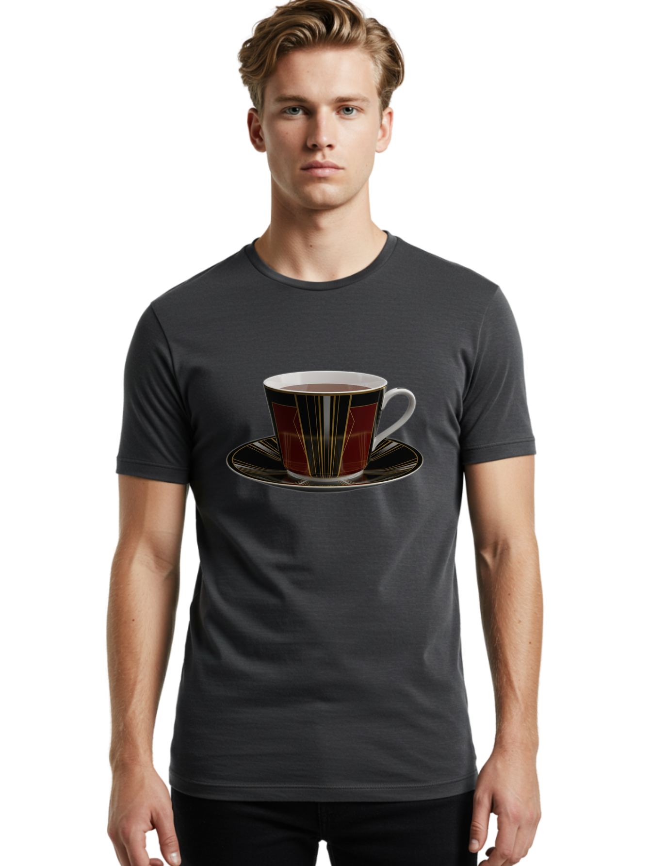 Coffee-Cup-And-Saucer Men'S Graphic Tee, 100% Cotton, Comfortable Casual Summer Wear, Machine Washable, Vintage Camera, Old Camera, Antique Camera, Black Camera, Classic Photography, Photography Equipment, Nostalgic Device, Film Camera, Bao249