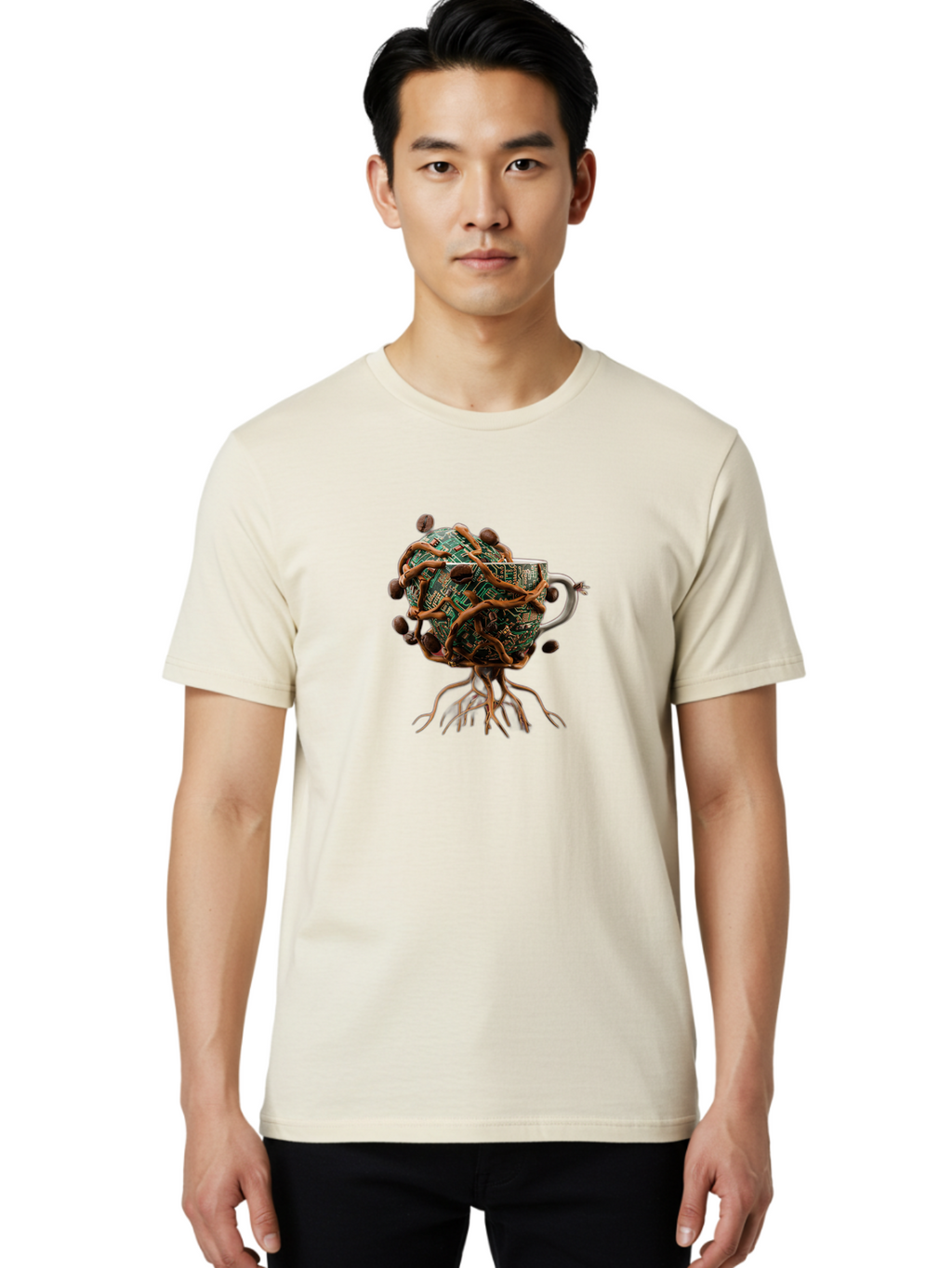 Coffee-Mug-Circuit-Sprouts Men'S Graphic Tee, 100% Cotton, Comfortable Casual Summer Wear, Machine Washable, Vintage Camera, Old Camera, Antique Camera, Black Camera, Classic Photography, Photography Equipment, Nostalgic Device, Film Camera, Bao251