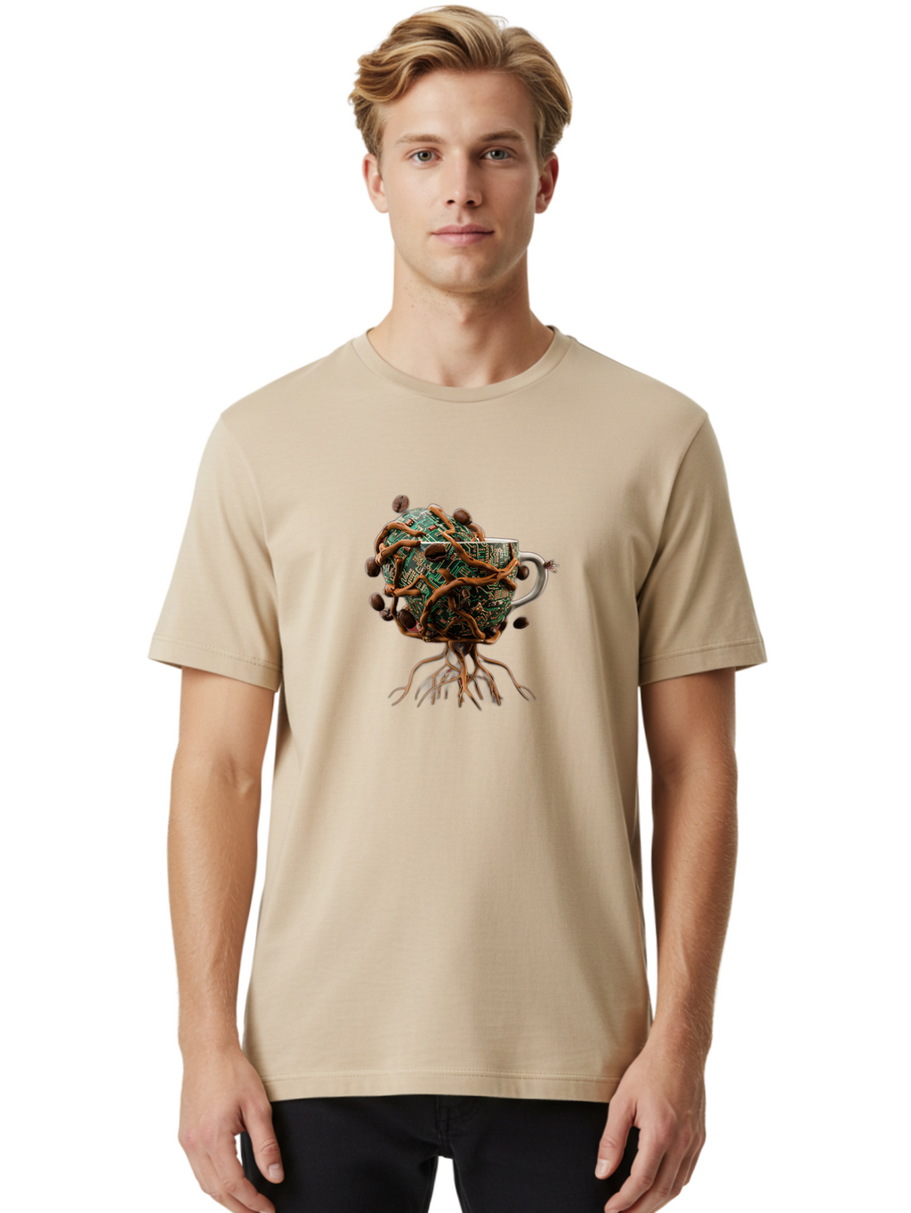 Coffee-Mug-Circuit-Sprouts Men'S Graphic Tee, 100% Cotton, Comfortable Casual Summer Wear, Machine Washable, Vintage Camera, Old Camera, Antique Camera, Black Camera, Classic Photography, Photography Equipment, Nostalgic Device, Film Camera, Bao251