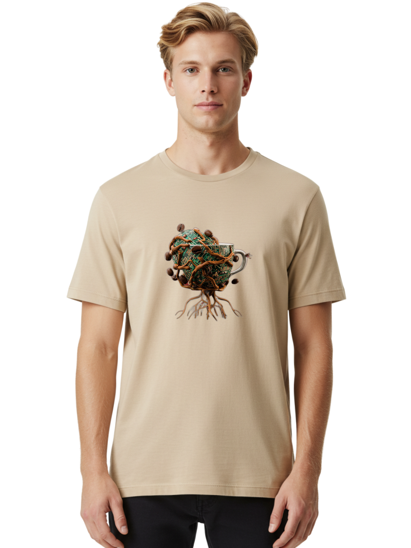 Coffee-Mug-Circuit-Sprouts Men'S Graphic Tee, 100% Cotton, Comfortable Casual Summer Wear, Machine Washable, Vintage Camera, Old Camera, Antique Camera, Black Camera, Classic Photography, Photography Equipment, Nostalgic Device, Film Camera, Bao251