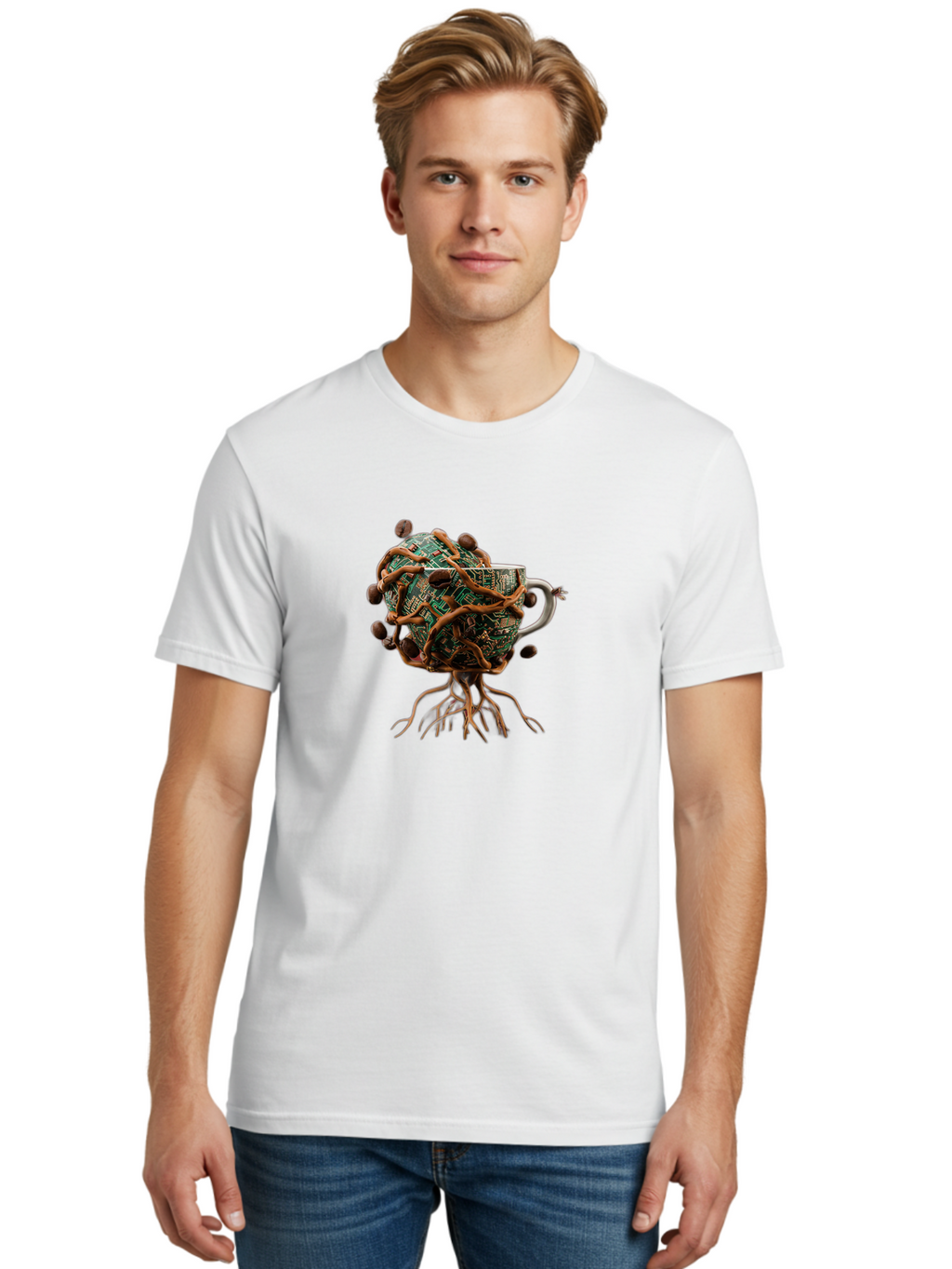 Coffee-Mug-Circuit-Sprouts Men'S Graphic Tee, 100% Cotton, Comfortable Casual Summer Wear, Machine Washable, Vintage Camera, Old Camera, Antique Camera, Black Camera, Classic Photography, Photography Equipment, Nostalgic Device, Film Camera, Bao251