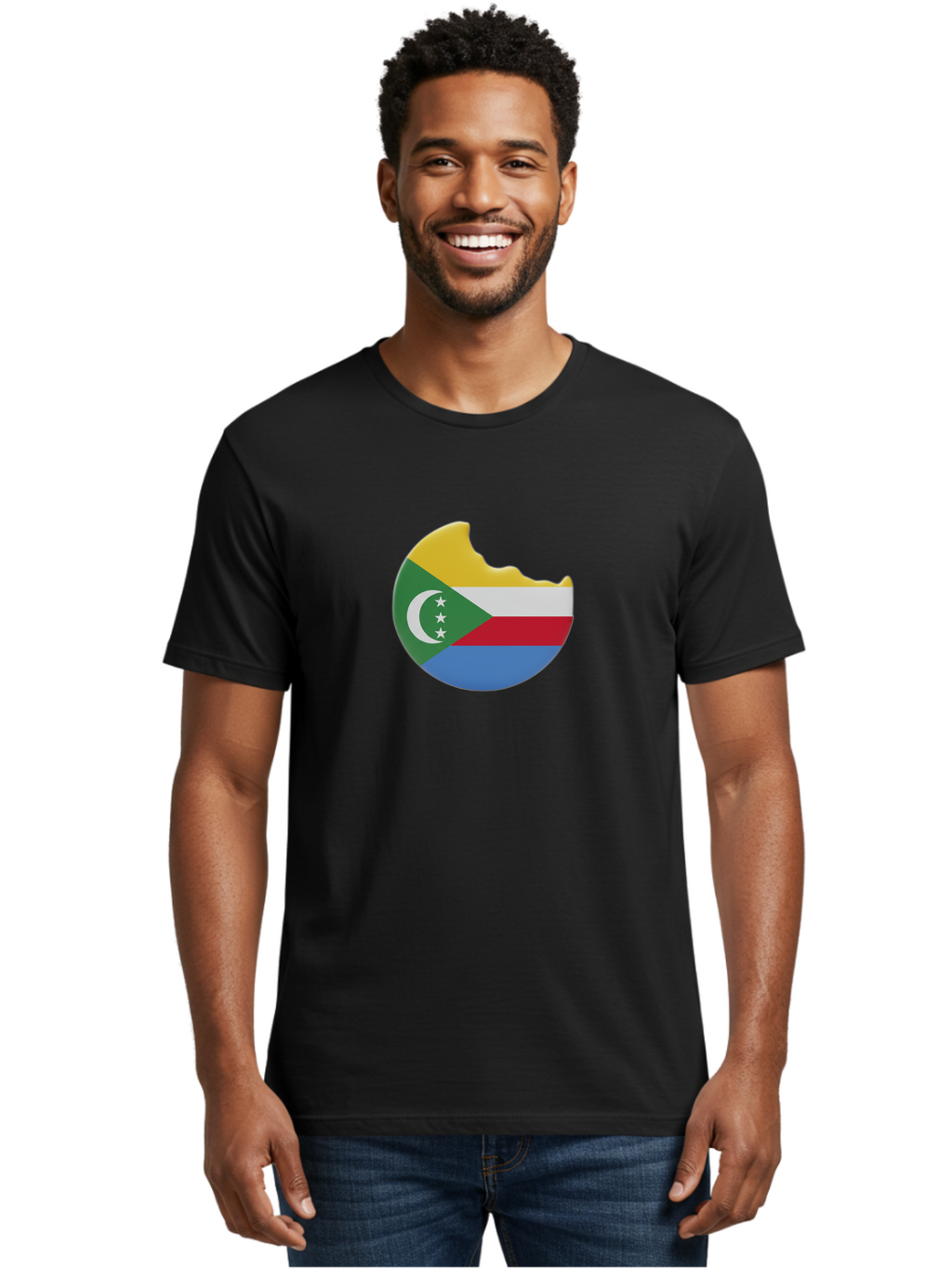 Comoros-Flag-Cookie Men'S Graphic Tee, 100% Cotton, Comfortable Casual Summer Wear, Machine Washable, Vintage Camera, Old Camera, Antique Camera, Black Camera, Classic Photography, Photography Equipment, Nostalgic Device, Film Camera, Bao259