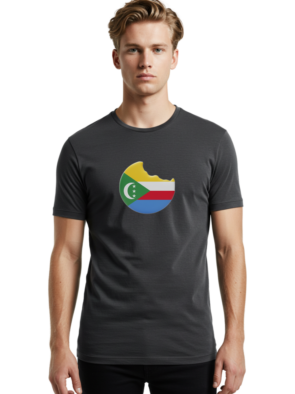 Comoros-Flag-Cookie Men'S Graphic Tee, 100% Cotton, Comfortable Casual Summer Wear, Machine Washable, Vintage Camera, Old Camera, Antique Camera, Black Camera, Classic Photography, Photography Equipment, Nostalgic Device, Film Camera, Bao259