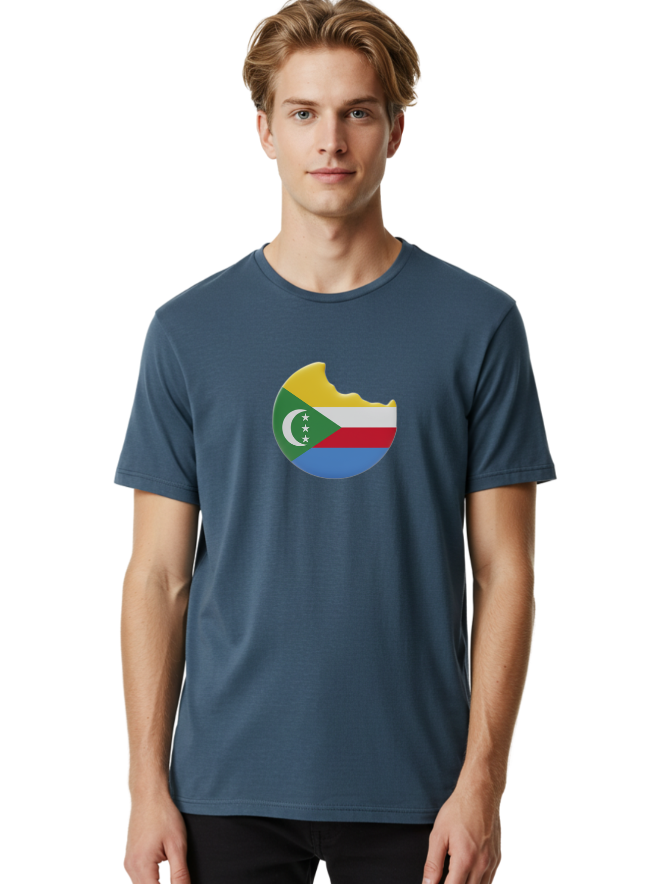 Comoros-Flag-Cookie Men'S Graphic Tee, 100% Cotton, Comfortable Casual Summer Wear, Machine Washable, Vintage Camera, Old Camera, Antique Camera, Black Camera, Classic Photography, Photography Equipment, Nostalgic Device, Film Camera, Bao259