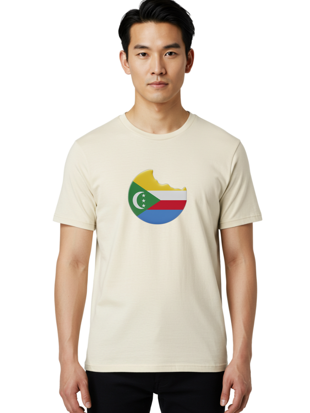 Comoros-Flag-Cookie Men'S Graphic Tee, 100% Cotton, Comfortable Casual Summer Wear, Machine Washable, Vintage Camera, Old Camera, Antique Camera, Black Camera, Classic Photography, Photography Equipment, Nostalgic Device, Film Camera, Bao259