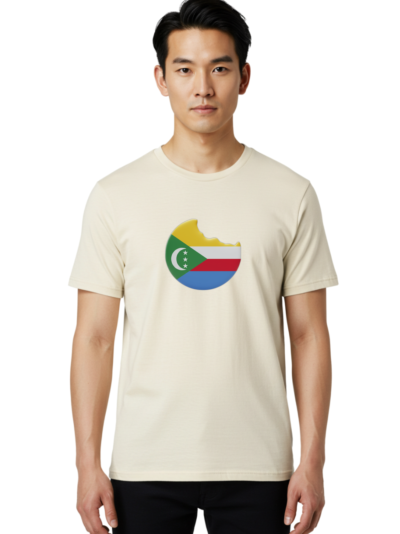Comoros-Flag-Cookie Men'S Graphic Tee, 100% Cotton, Comfortable Casual Summer Wear, Machine Washable, Vintage Camera, Old Camera, Antique Camera, Black Camera, Classic Photography, Photography Equipment, Nostalgic Device, Film Camera, Bao259