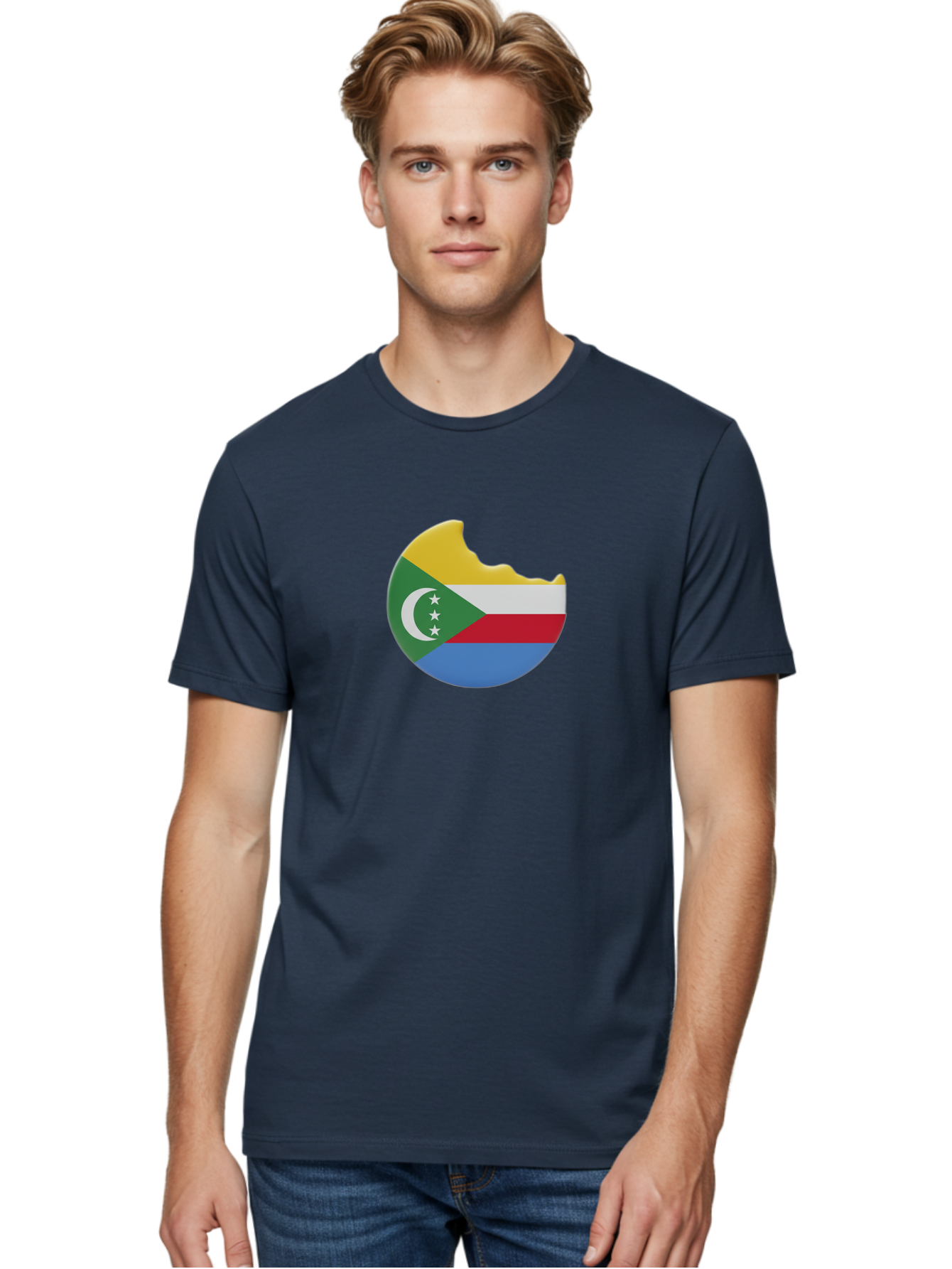 Comoros-Flag-Cookie Men'S Graphic Tee, 100% Cotton, Comfortable Casual Summer Wear, Machine Washable, Vintage Camera, Old Camera, Antique Camera, Black Camera, Classic Photography, Photography Equipment, Nostalgic Device, Film Camera, Bao259