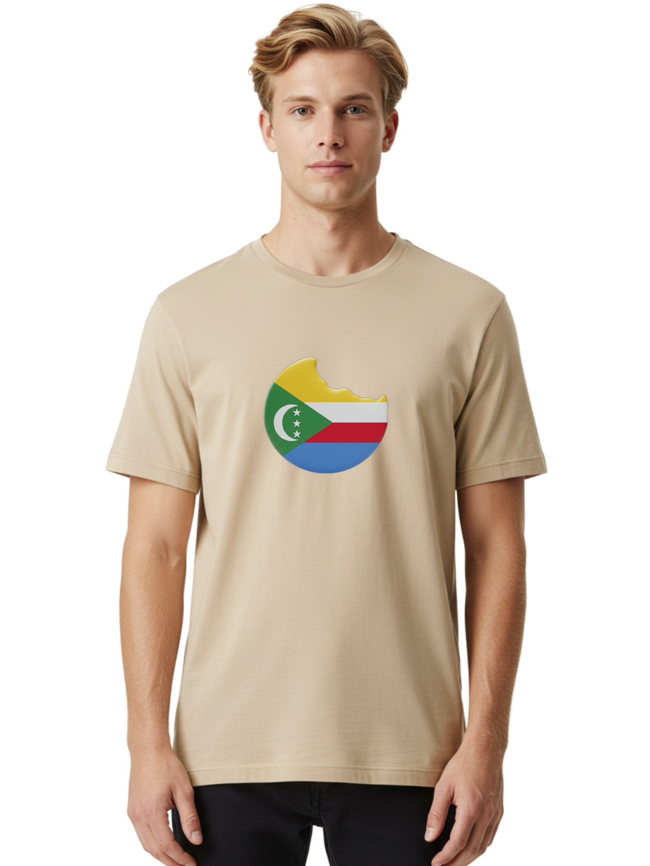 Comoros-Flag-Cookie Men'S Graphic Tee, 100% Cotton, Comfortable Casual Summer Wear, Machine Washable, Vintage Camera, Old Camera, Antique Camera, Black Camera, Classic Photography, Photography Equipment, Nostalgic Device, Film Camera, Bao259