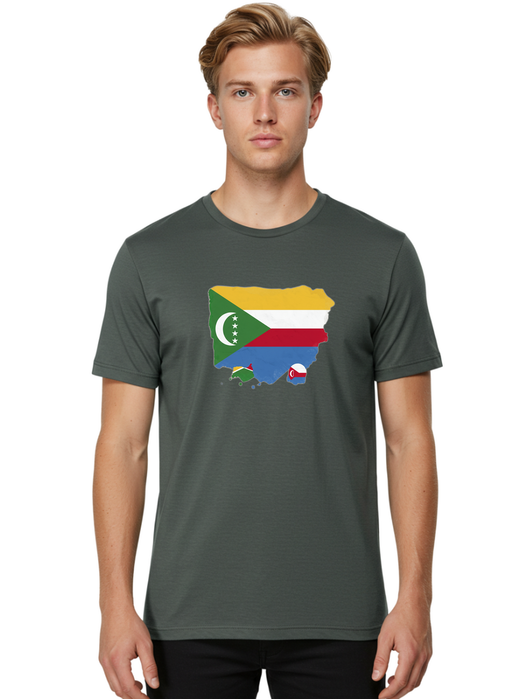 Comoros-Map-With-Flag Men'S Graphic Tee, 100% Cotton, Comfortable Casual Summer Wear, Machine Washable, Vintage Camera, Old Camera, Antique Camera, Black Camera, Classic Photography, Photography Equipment, Nostalgic Device, Film Camera, Bao260