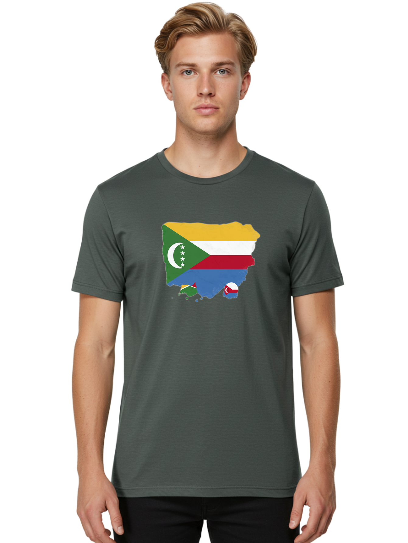 Comoros-Map-With-Flag Men'S Graphic Tee, 100% Cotton, Comfortable Casual Summer Wear, Machine Washable, Vintage Camera, Old Camera, Antique Camera, Black Camera, Classic Photography, Photography Equipment, Nostalgic Device, Film Camera, Bao260