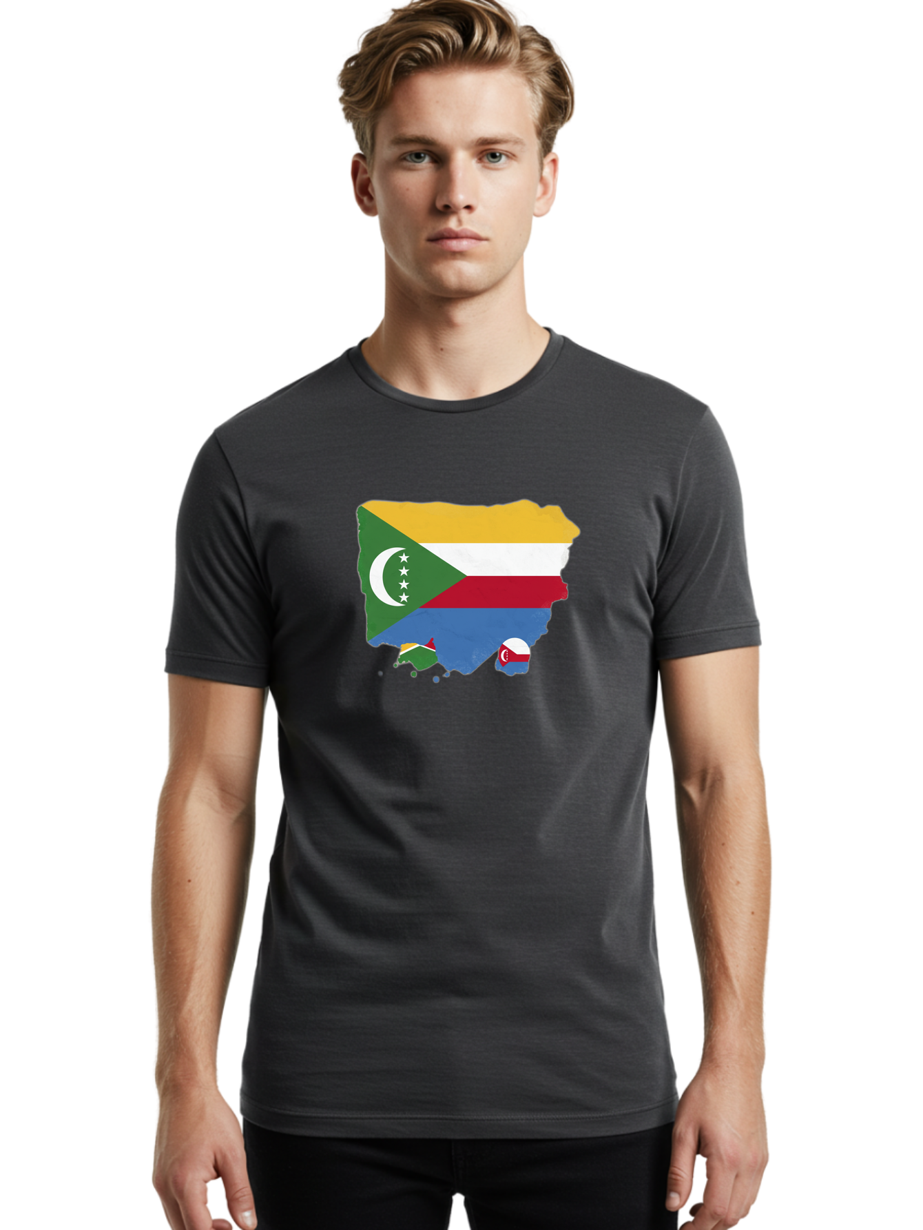 Comoros-Map-With-Flag Men'S Graphic Tee, 100% Cotton, Comfortable Casual Summer Wear, Machine Washable, Vintage Camera, Old Camera, Antique Camera, Black Camera, Classic Photography, Photography Equipment, Nostalgic Device, Film Camera, Bao260