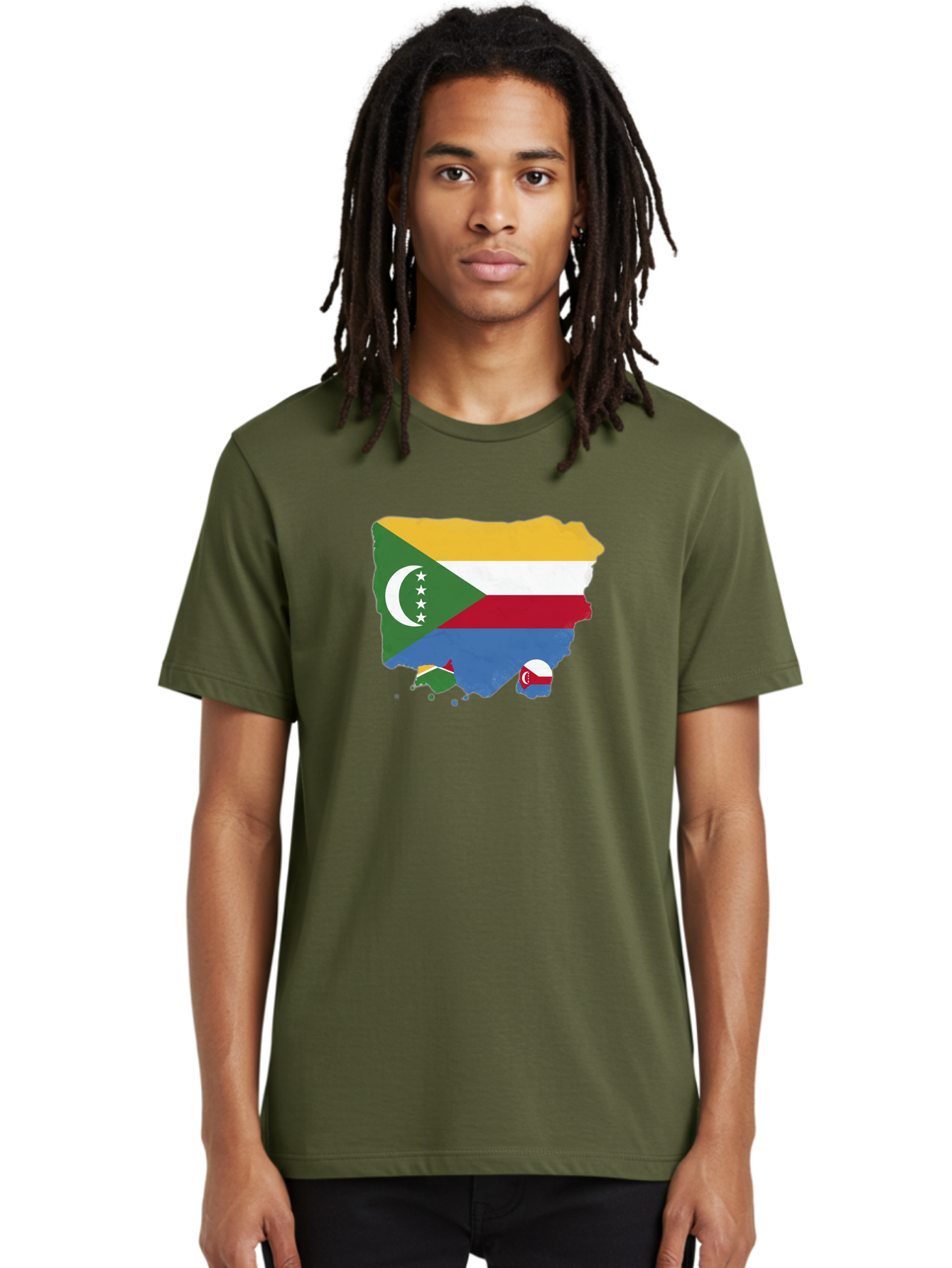 Comoros-Map-With-Flag Men'S Graphic Tee, 100% Cotton, Comfortable Casual Summer Wear, Machine Washable, Vintage Camera, Old Camera, Antique Camera, Black Camera, Classic Photography, Photography Equipment, Nostalgic Device, Film Camera, Bao260