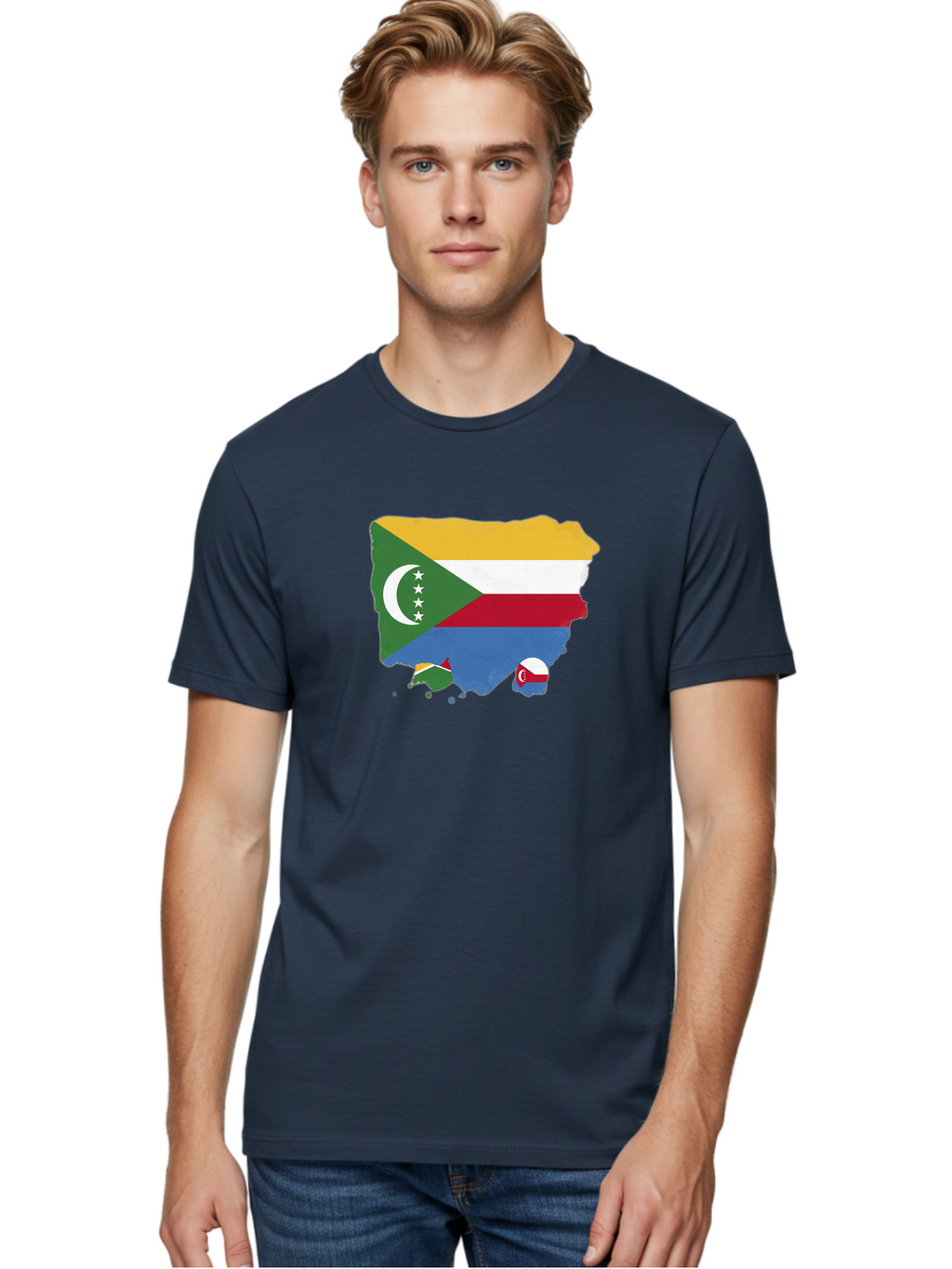 Comoros-Map-With-Flag Men'S Graphic Tee, 100% Cotton, Comfortable Casual Summer Wear, Machine Washable, Vintage Camera, Old Camera, Antique Camera, Black Camera, Classic Photography, Photography Equipment, Nostalgic Device, Film Camera, Bao260