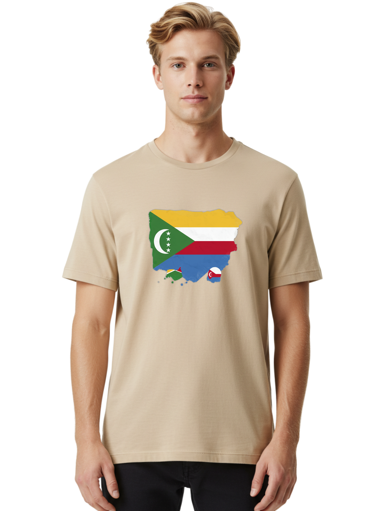 Comoros-Map-With-Flag Men'S Graphic Tee, 100% Cotton, Comfortable Casual Summer Wear, Machine Washable, Vintage Camera, Old Camera, Antique Camera, Black Camera, Classic Photography, Photography Equipment, Nostalgic Device, Film Camera, Bao260