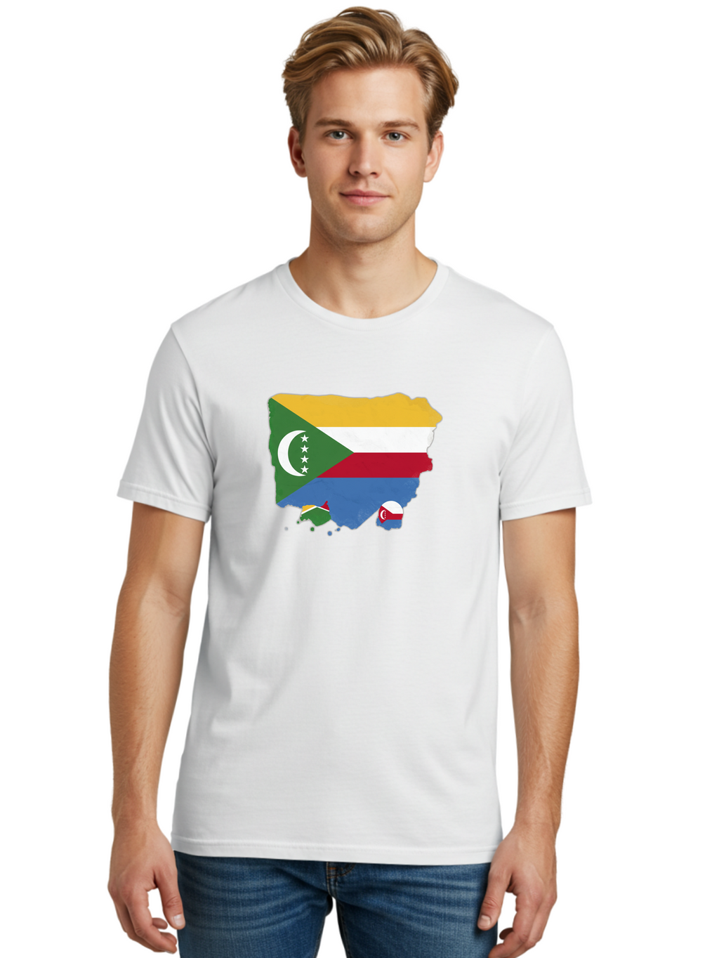 Comoros-Map-With-Flag Men'S Graphic Tee, 100% Cotton, Comfortable Casual Summer Wear, Machine Washable, Vintage Camera, Old Camera, Antique Camera, Black Camera, Classic Photography, Photography Equipment, Nostalgic Device, Film Camera, Bao260