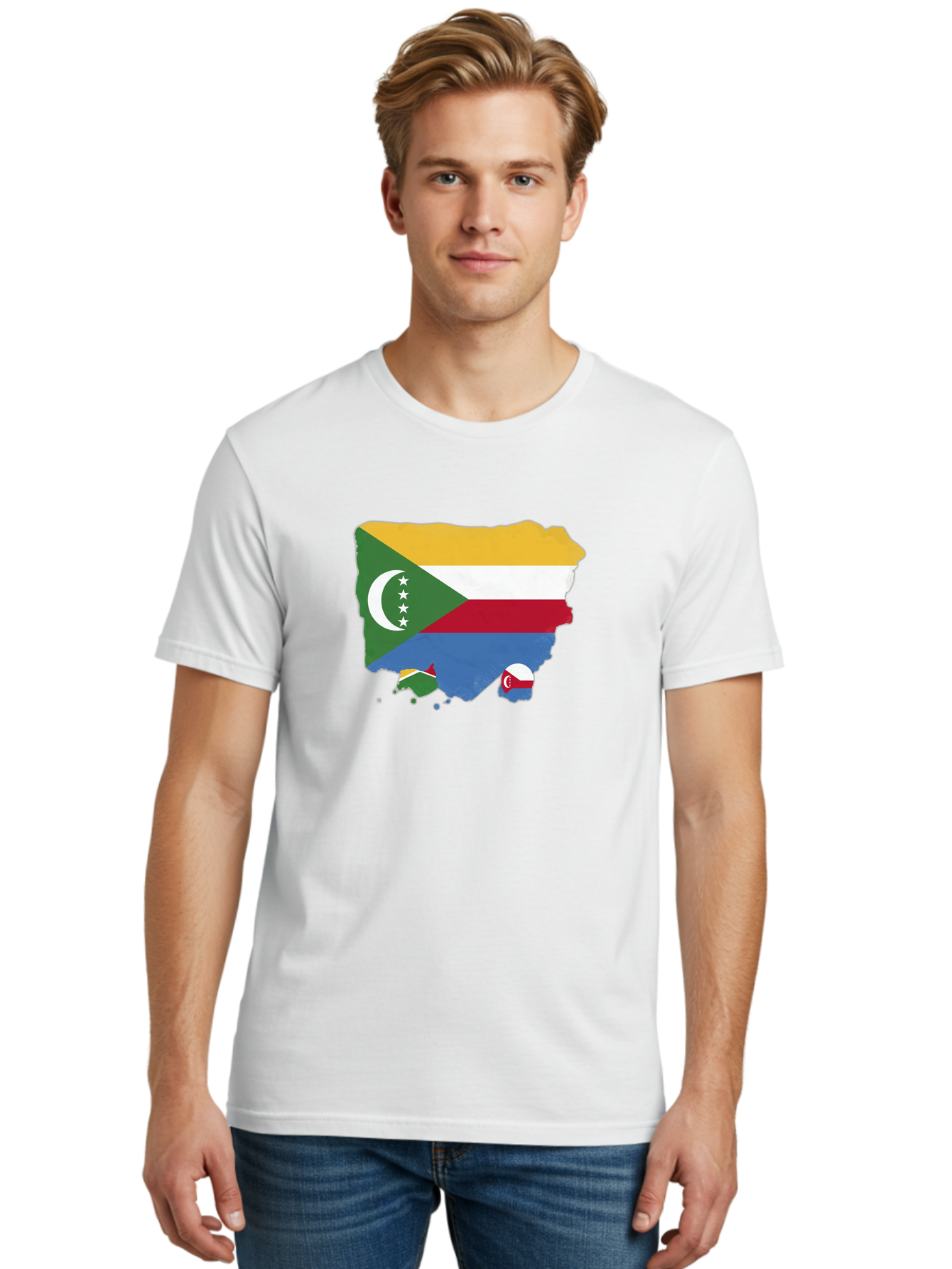 Comoros-Map-With-Flag Men'S Graphic Tee, 100% Cotton, Comfortable Casual Summer Wear, Machine Washable, Vintage Camera, Old Camera, Antique Camera, Black Camera, Classic Photography, Photography Equipment, Nostalgic Device, Film Camera, Bao260