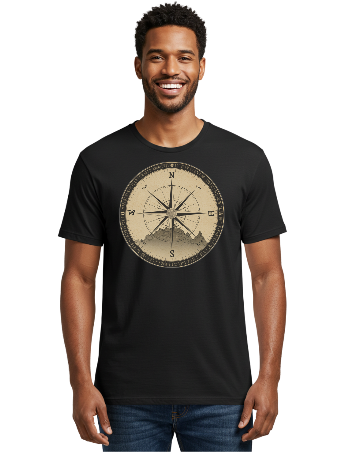 Compass-Rose Men'S Graphic Tee, 100% Cotton, Comfortable Casual Summer Wear, Machine Washable, Vintage Camera, Old Camera, Antique Camera, Black Camera, Classic Photography, Photography Equipment, Nostalgic Device, Film Camera, Camera Art Bao261