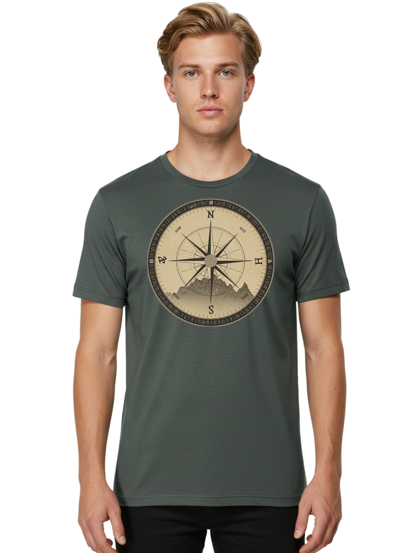 Compass-Rose Men'S Graphic Tee, 100% Cotton, Comfortable Casual Summer Wear, Machine Washable, Vintage Camera, Old Camera, Antique Camera, Black Camera, Classic Photography, Photography Equipment, Nostalgic Device, Film Camera, Camera Art Bao261