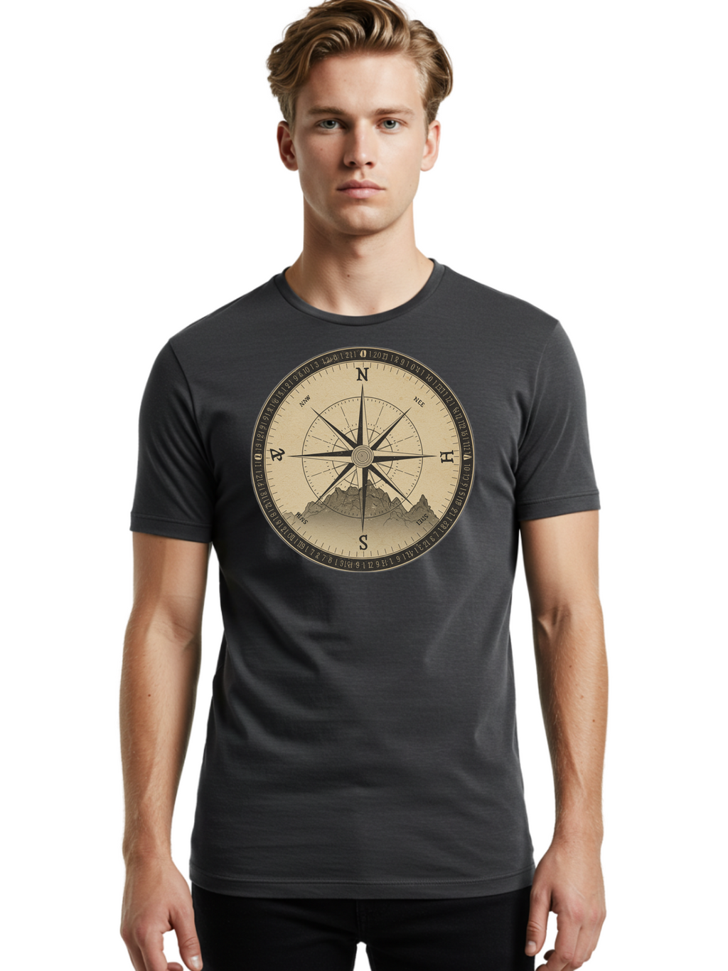 Compass-Rose Men'S Graphic Tee, 100% Cotton, Comfortable Casual Summer Wear, Machine Washable, Vintage Camera, Old Camera, Antique Camera, Black Camera, Classic Photography, Photography Equipment, Nostalgic Device, Film Camera, Camera Art Bao261