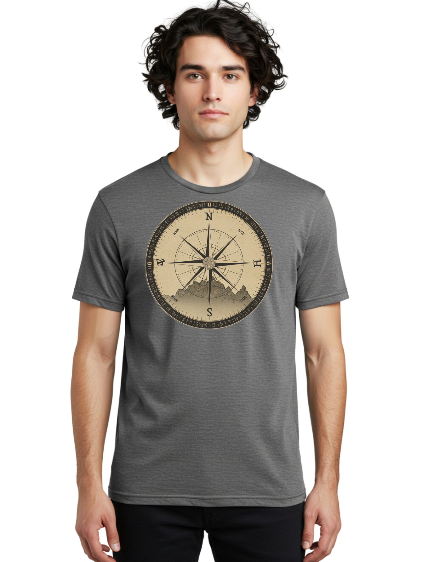 Compass-Rose Men'S Graphic Tee, 100% Cotton, Comfortable Casual Summer Wear, Machine Washable, Vintage Camera, Old Camera, Antique Camera, Black Camera, Classic Photography, Photography Equipment, Nostalgic Device, Film Camera, Camera Art Bao261