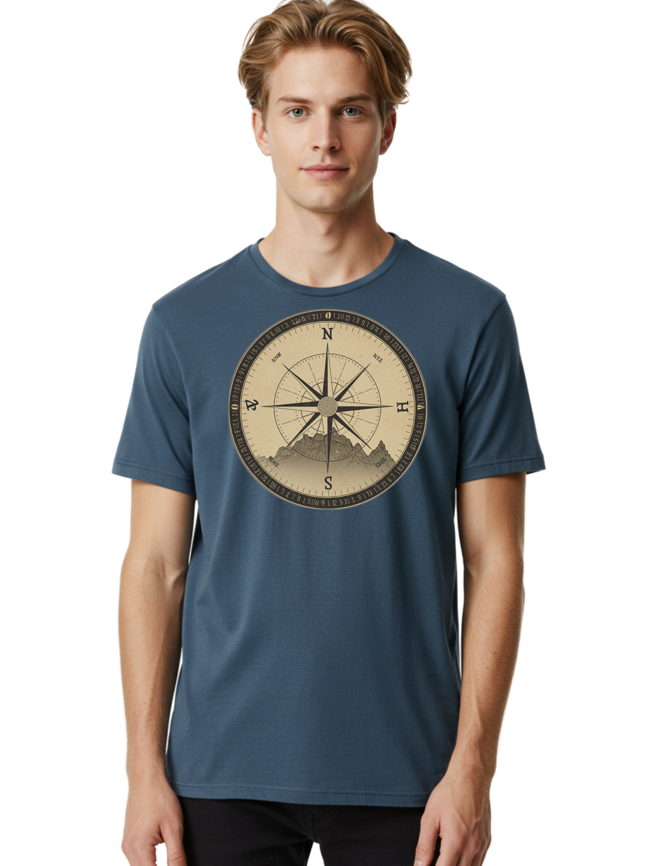 Compass-Rose Men'S Graphic Tee, 100% Cotton, Comfortable Casual Summer Wear, Machine Washable, Vintage Camera, Old Camera, Antique Camera, Black Camera, Classic Photography, Photography Equipment, Nostalgic Device, Film Camera, Camera Art Bao261