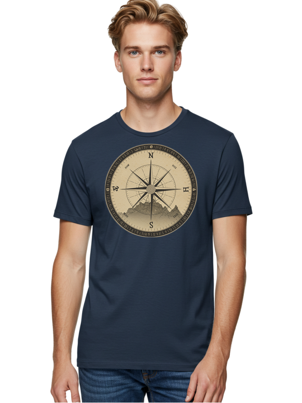 Compass-Rose Men'S Graphic Tee, 100% Cotton, Comfortable Casual Summer Wear, Machine Washable, Vintage Camera, Old Camera, Antique Camera, Black Camera, Classic Photography, Photography Equipment, Nostalgic Device, Film Camera, Camera Art Bao261