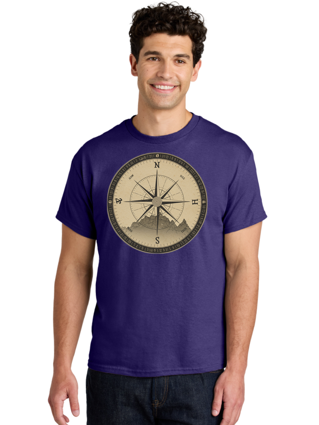 Compass-Rose Men'S Graphic Tee, 100% Cotton, Comfortable Casual Summer Wear, Machine Washable, Vintage Camera, Old Camera, Antique Camera, Black Camera, Classic Photography, Photography Equipment, Nostalgic Device, Film Camera, Camera Art Bao261