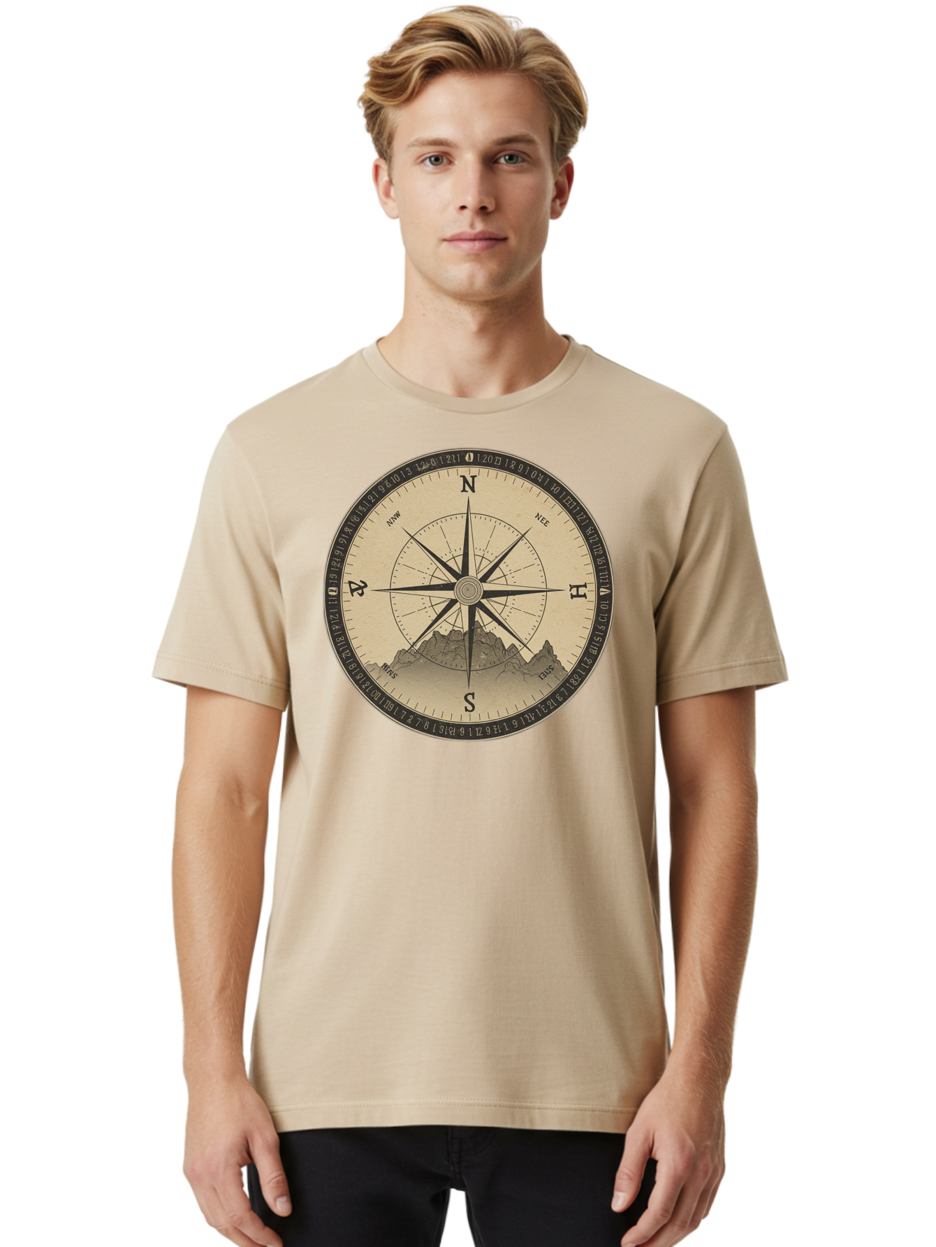 Compass-Rose Men'S Graphic Tee, 100% Cotton, Comfortable Casual Summer Wear, Machine Washable, Vintage Camera, Old Camera, Antique Camera, Black Camera, Classic Photography, Photography Equipment, Nostalgic Device, Film Camera, Camera Art Bao261