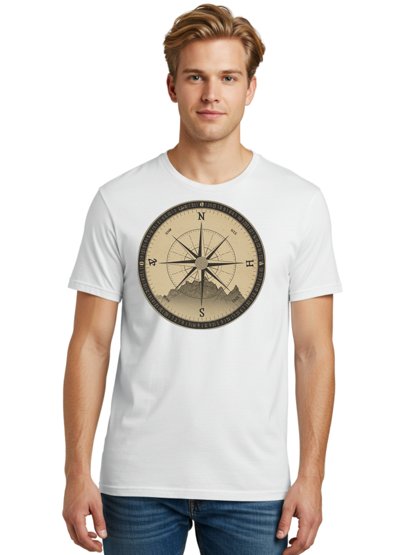 Compass-Rose Men'S Graphic Tee, 100% Cotton, Comfortable Casual Summer Wear, Machine Washable, Vintage Camera, Old Camera, Antique Camera, Black Camera, Classic Photography, Photography Equipment, Nostalgic Device, Film Camera, Camera Art Bao261
