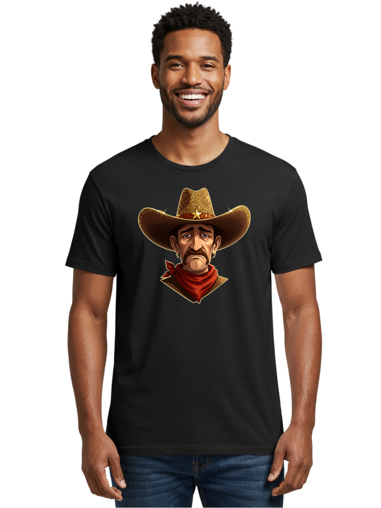 Cowboy-Portrait Men'S Graphic Tee, 100% Cotton, Comfortable Casual Summer Wear, Machine Washable, Vintage Camera, Old Camera, Antique Camera, Black Camera, Classic Photography, Photography Equipment, Nostalgic Device, Film Camera, Camera Art Bao276