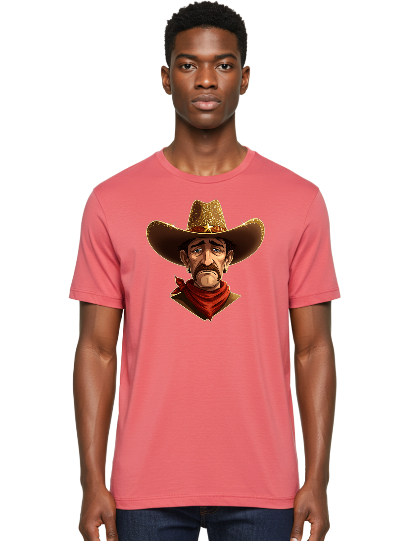 Cowboy-Portrait Men'S Graphic Tee, 100% Cotton, Comfortable Casual Summer Wear, Machine Washable, Vintage Camera, Old Camera, Antique Camera, Black Camera, Classic Photography, Photography Equipment, Nostalgic Device, Film Camera, Camera Art Bao276