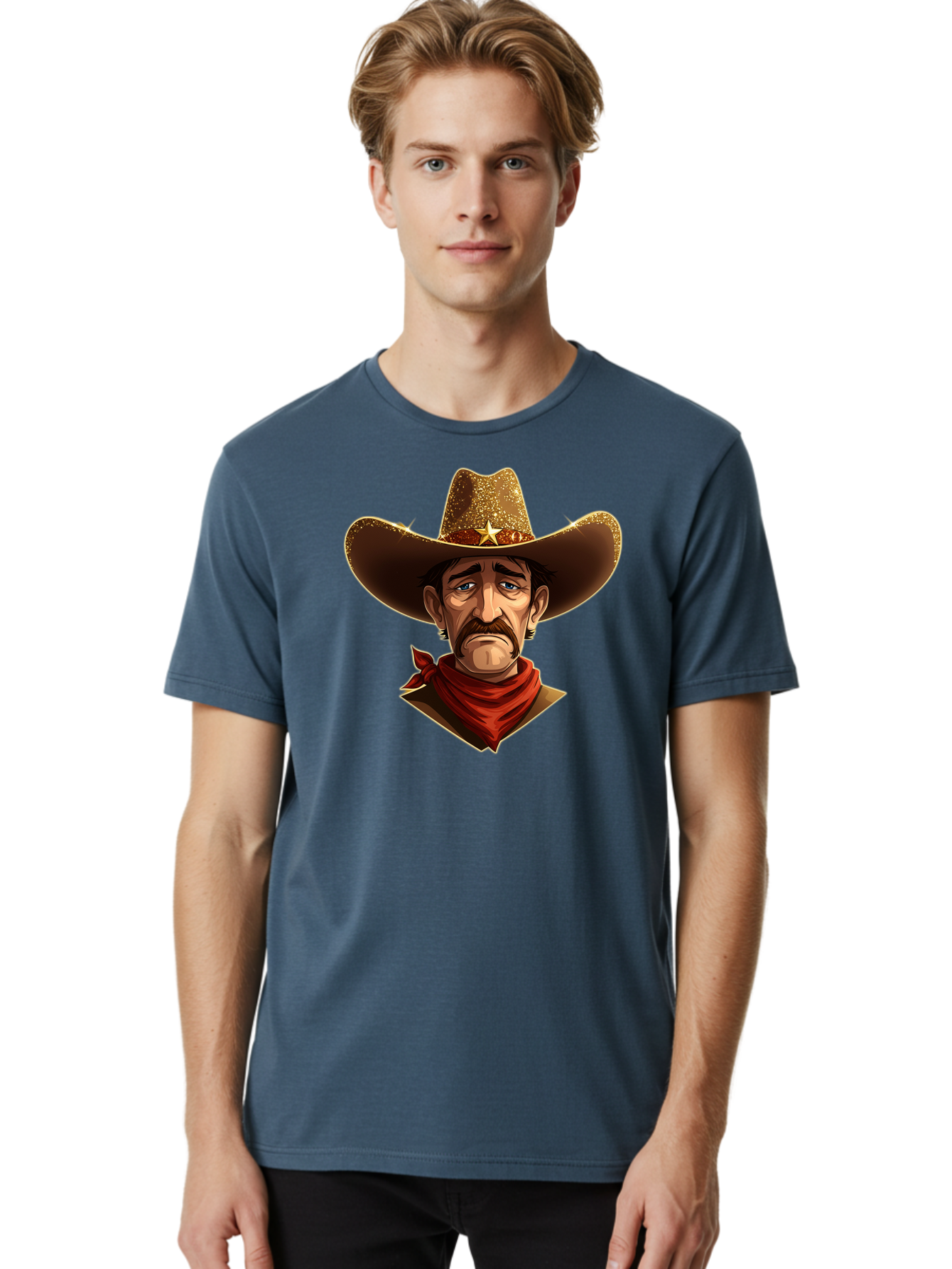 Cowboy-Portrait Men'S Graphic Tee, 100% Cotton, Comfortable Casual Summer Wear, Machine Washable, Vintage Camera, Old Camera, Antique Camera, Black Camera, Classic Photography, Photography Equipment, Nostalgic Device, Film Camera, Camera Art Bao276