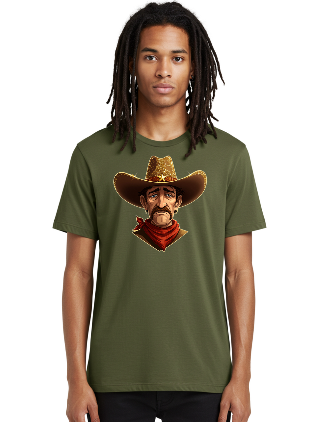 Cowboy-Portrait Men'S Graphic Tee, 100% Cotton, Comfortable Casual Summer Wear, Machine Washable, Vintage Camera, Old Camera, Antique Camera, Black Camera, Classic Photography, Photography Equipment, Nostalgic Device, Film Camera, Camera Art Bao276