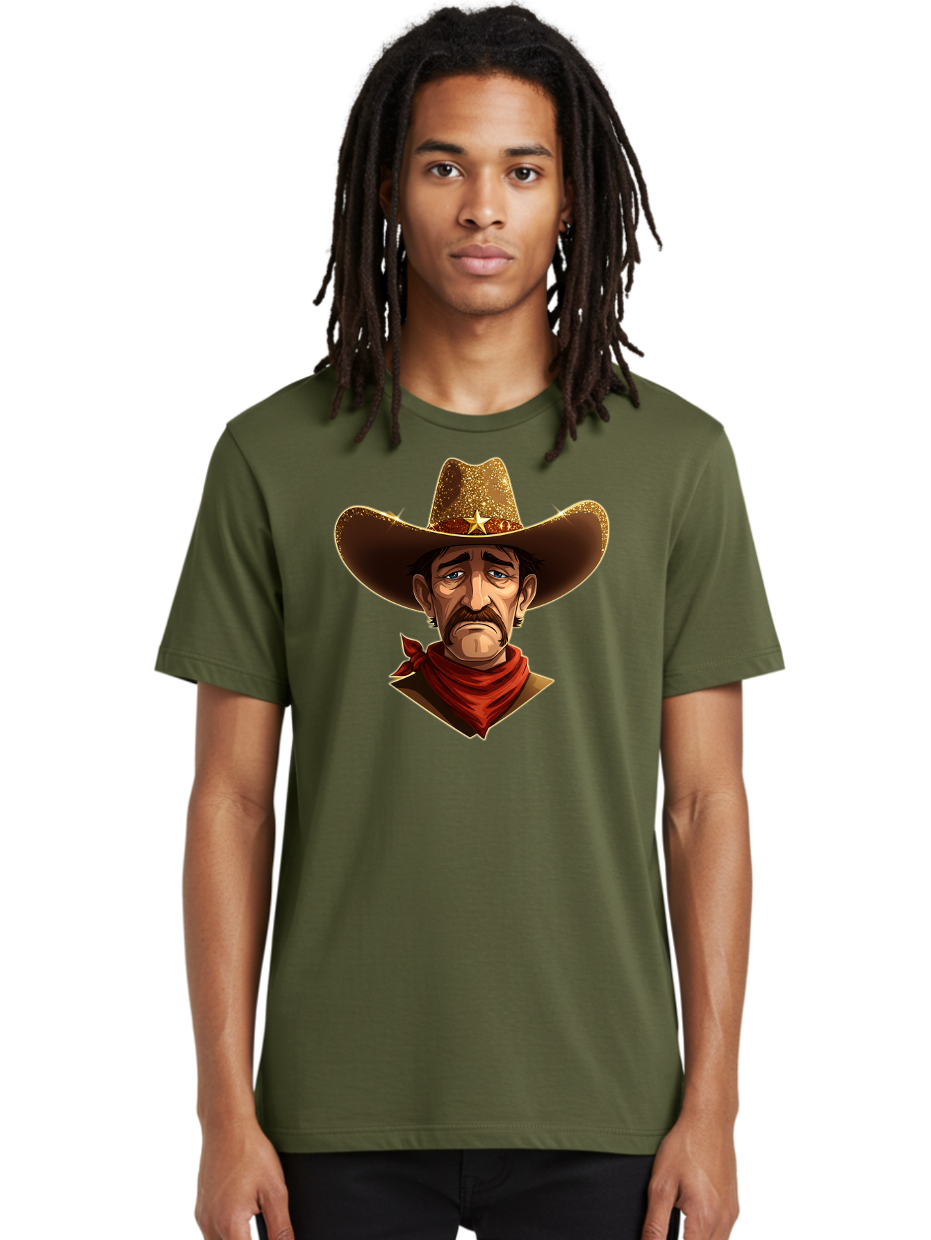 Cowboy-Portrait Men'S Graphic Tee, 100% Cotton, Comfortable Casual Summer Wear, Machine Washable, Vintage Camera, Old Camera, Antique Camera, Black Camera, Classic Photography, Photography Equipment, Nostalgic Device, Film Camera, Camera Art Bao276