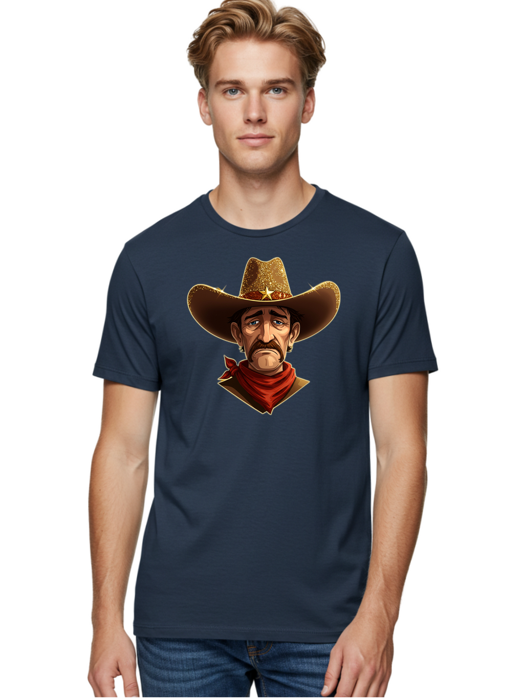 Cowboy-Portrait Men'S Graphic Tee, 100% Cotton, Comfortable Casual Summer Wear, Machine Washable, Vintage Camera, Old Camera, Antique Camera, Black Camera, Classic Photography, Photography Equipment, Nostalgic Device, Film Camera, Camera Art Bao276