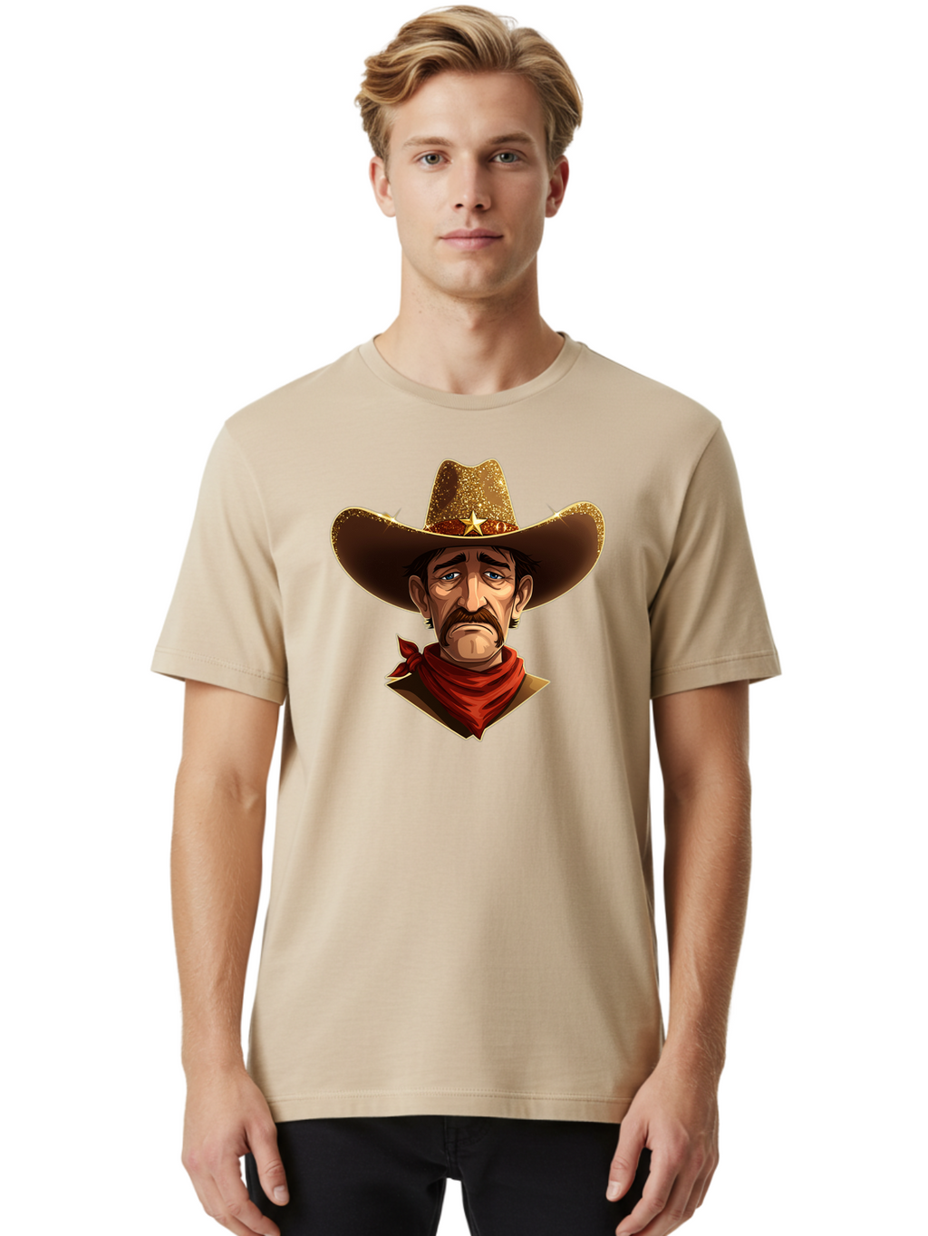 Cowboy-Portrait Men'S Graphic Tee, 100% Cotton, Comfortable Casual Summer Wear, Machine Washable, Vintage Camera, Old Camera, Antique Camera, Black Camera, Classic Photography, Photography Equipment, Nostalgic Device, Film Camera, Camera Art Bao276