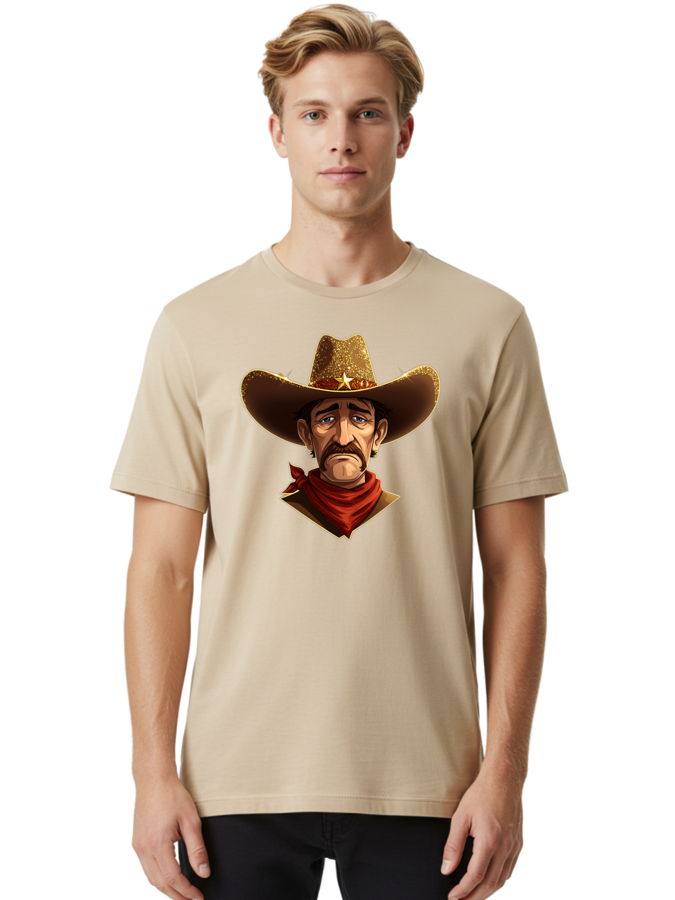 Cowboy-Portrait Men'S Graphic Tee, 100% Cotton, Comfortable Casual Summer Wear, Machine Washable, Vintage Camera, Old Camera, Antique Camera, Black Camera, Classic Photography, Photography Equipment, Nostalgic Device, Film Camera, Camera Art Bao276