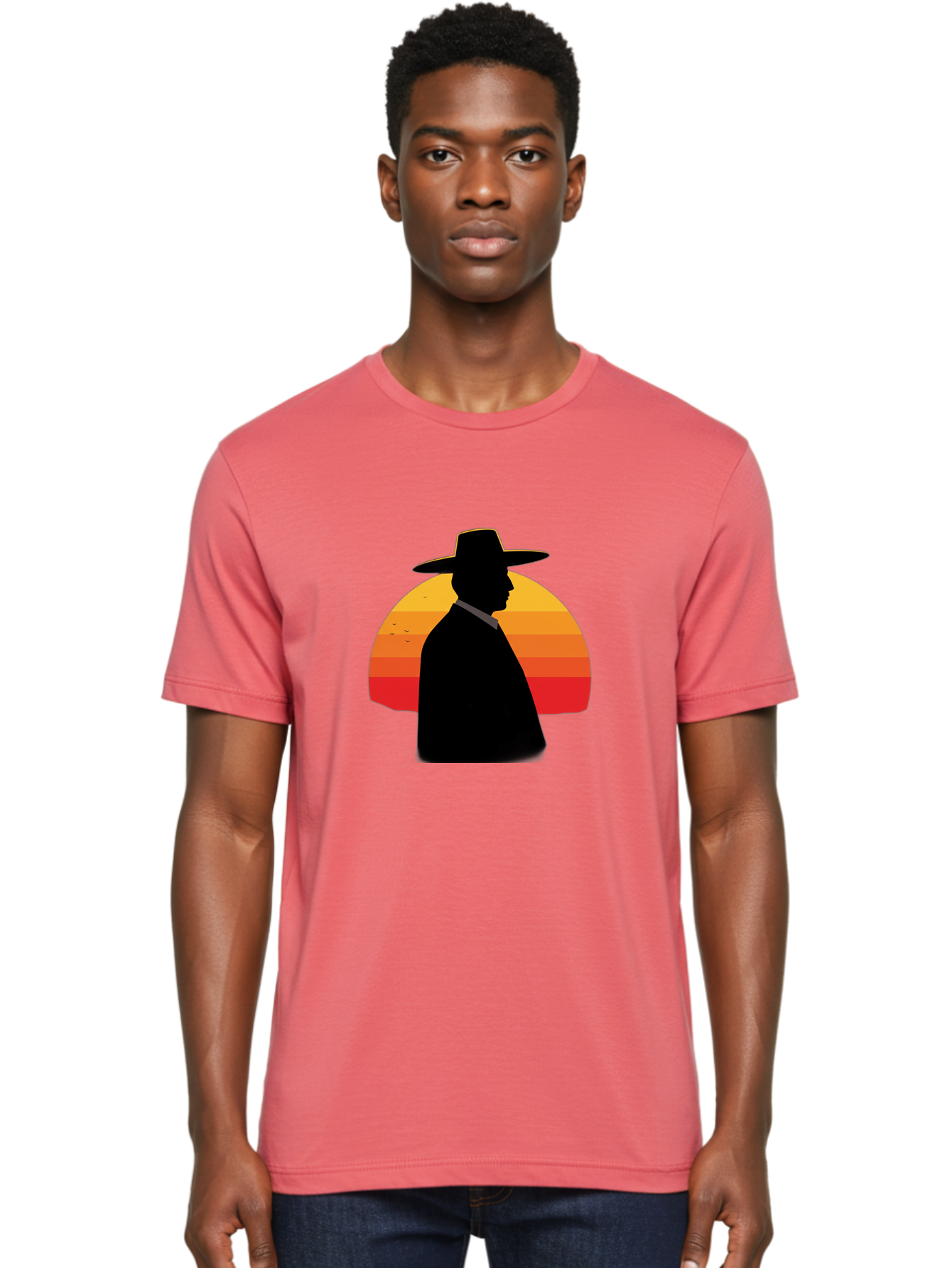 Cowboy-Sunset Men'S Graphic Tee, 100% Cotton, Comfortable Casual Summer Wear, Machine Washable, Vintage Camera, Old Camera, Antique Camera, Black Camera, Classic Photography, Photography Equipment, Nostalgic Device, Film Camera, Camera Art Bao277