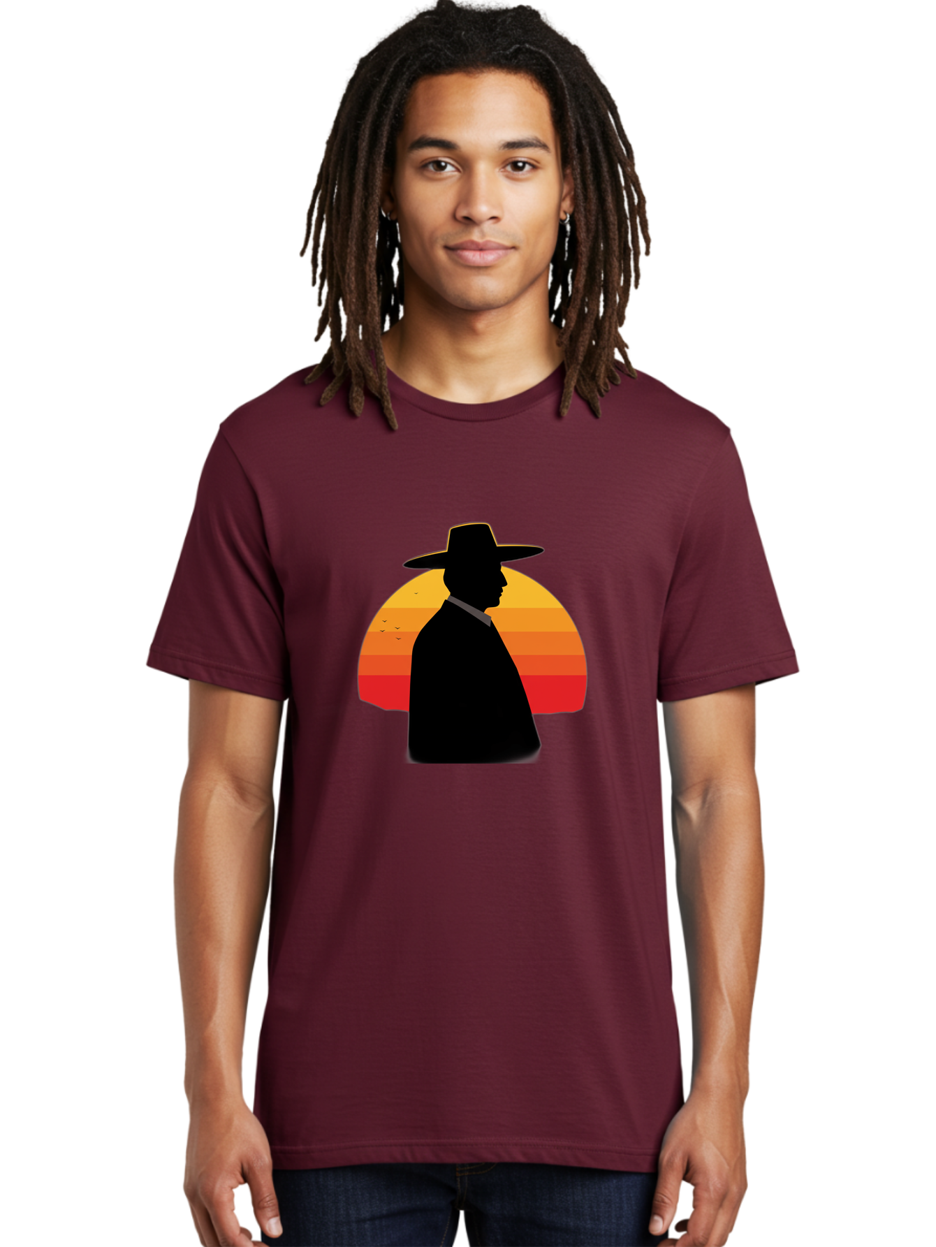 Cowboy-Sunset Men'S Graphic Tee, 100% Cotton, Comfortable Casual Summer Wear, Machine Washable, Vintage Camera, Old Camera, Antique Camera, Black Camera, Classic Photography, Photography Equipment, Nostalgic Device, Film Camera, Camera Art Bao277
