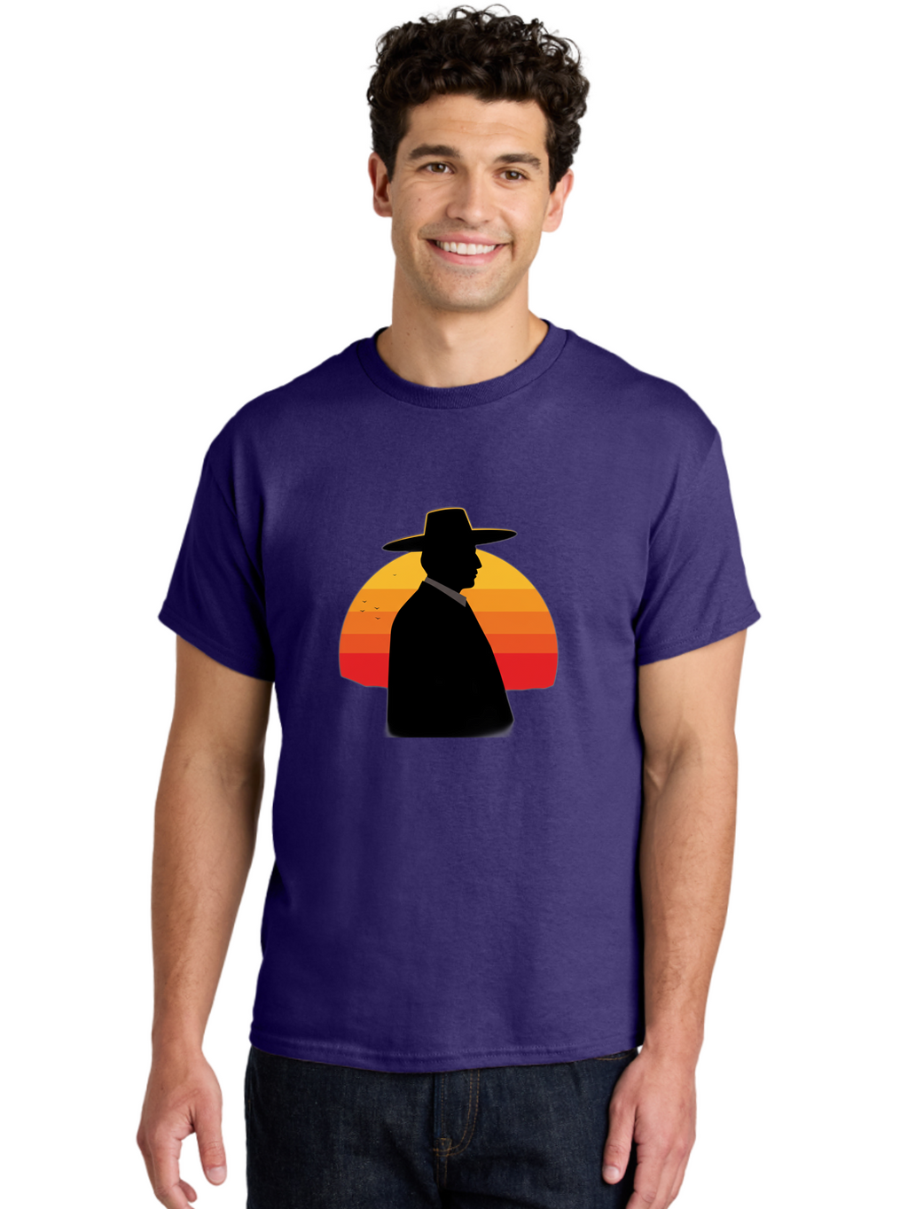 Cowboy-Sunset Men'S Graphic Tee, 100% Cotton, Comfortable Casual Summer Wear, Machine Washable, Vintage Camera, Old Camera, Antique Camera, Black Camera, Classic Photography, Photography Equipment, Nostalgic Device, Film Camera, Camera Art Bao277